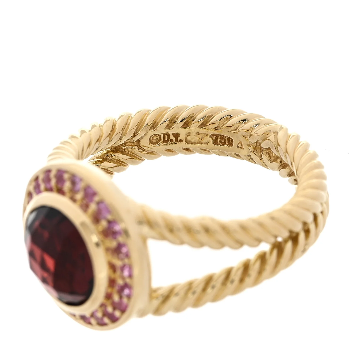 18K Yellow Gold Garnet Pink Sapphire 8mm Petite Cerise Ring 52 6 - Image 5
