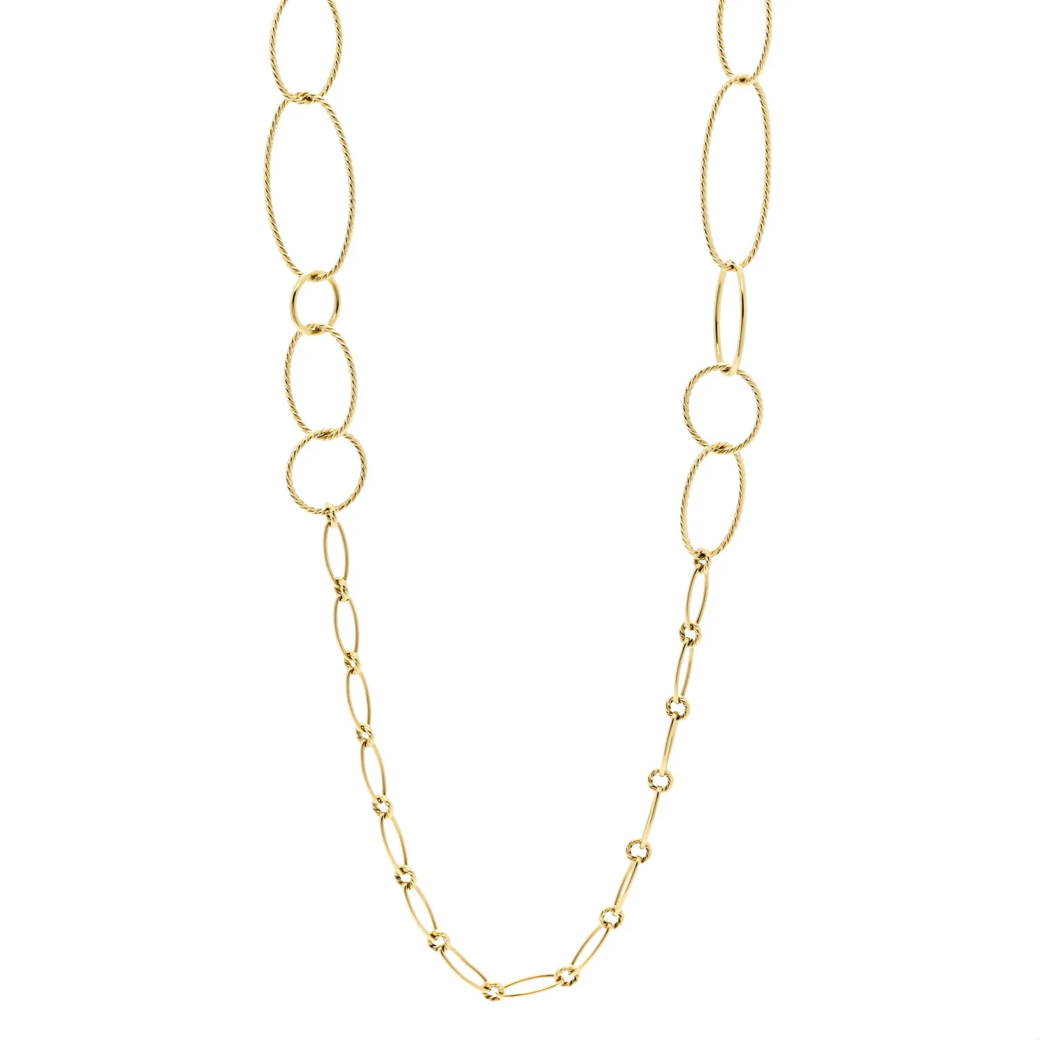 18K Yellow Gold Mobile Link Chain Necklace 36"