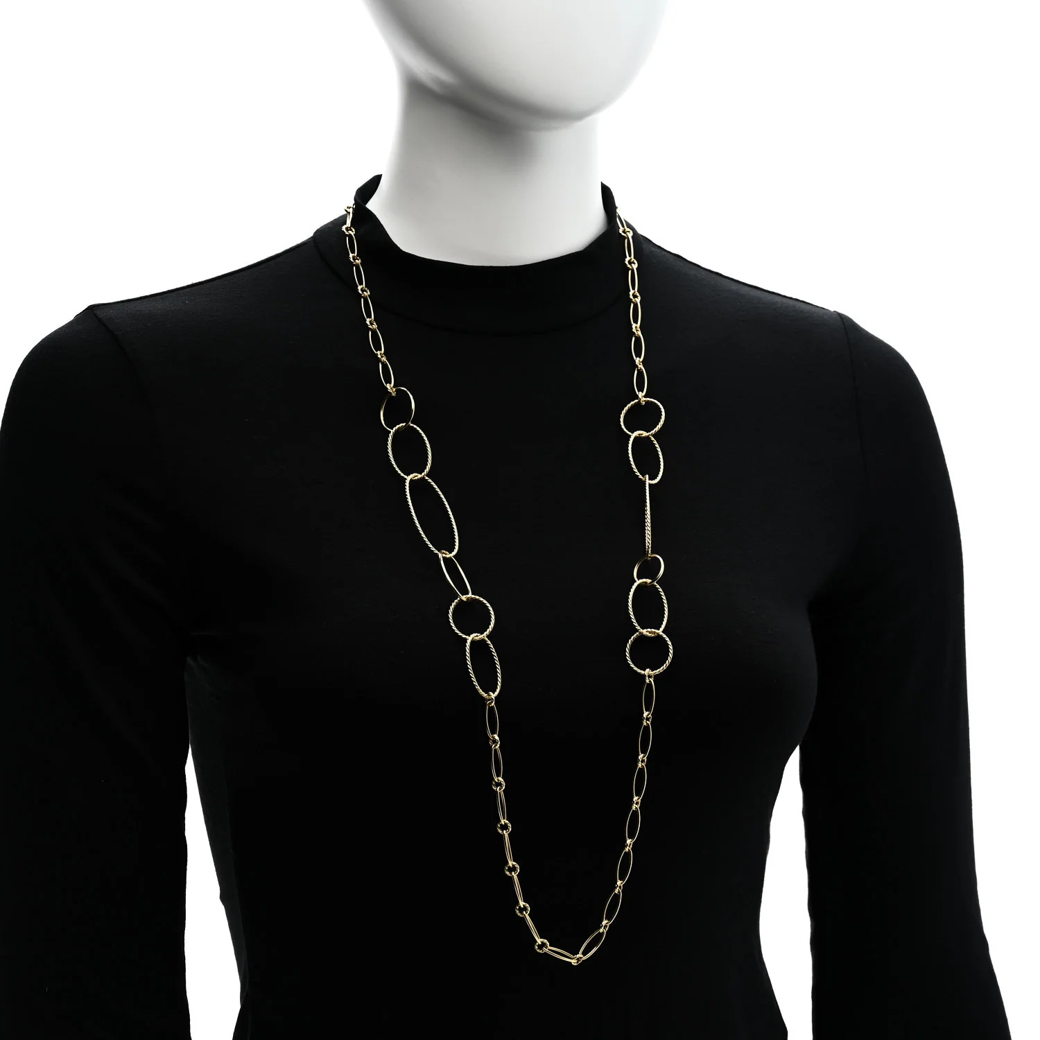 18K Yellow Gold Mobile Link Chain Necklace 36" - Image 2