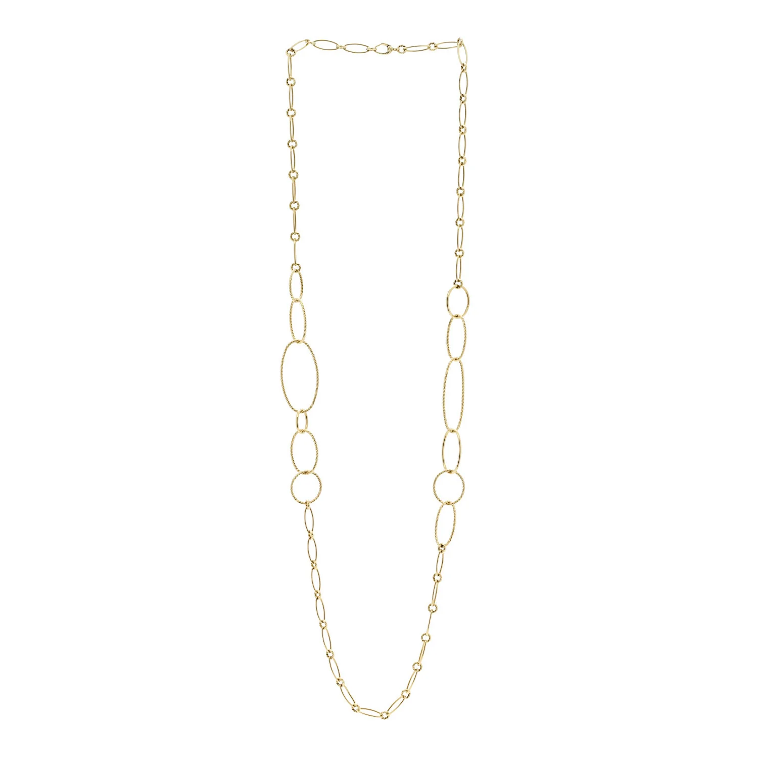 18K Yellow Gold Mobile Link Chain Necklace 36" - Image 3
