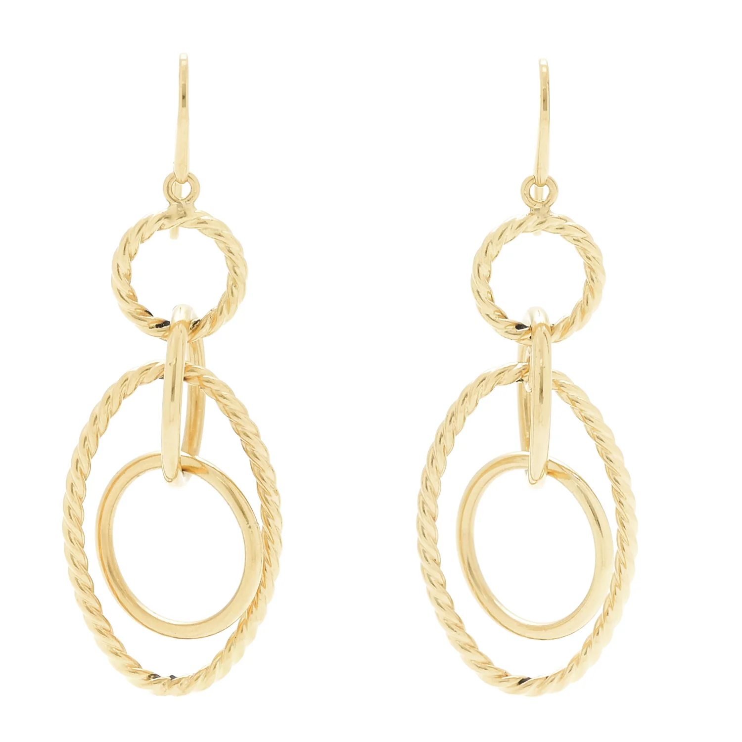 18K Yellow Gold Mobile Oval Drop Earrings
