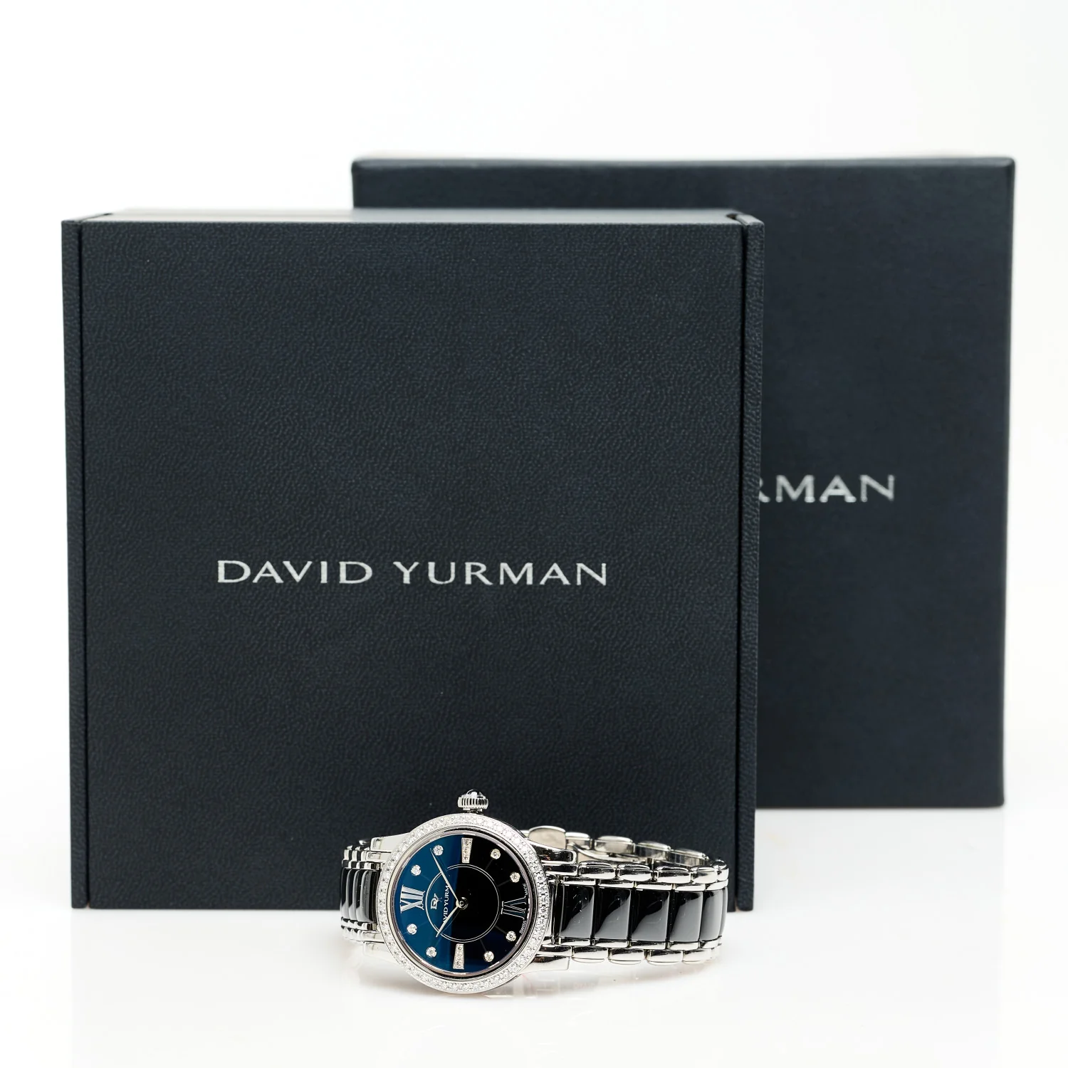 Stainless Steel Ceramic Diamond Bezel 30mm Classic Quartz Watch Black - Image 5