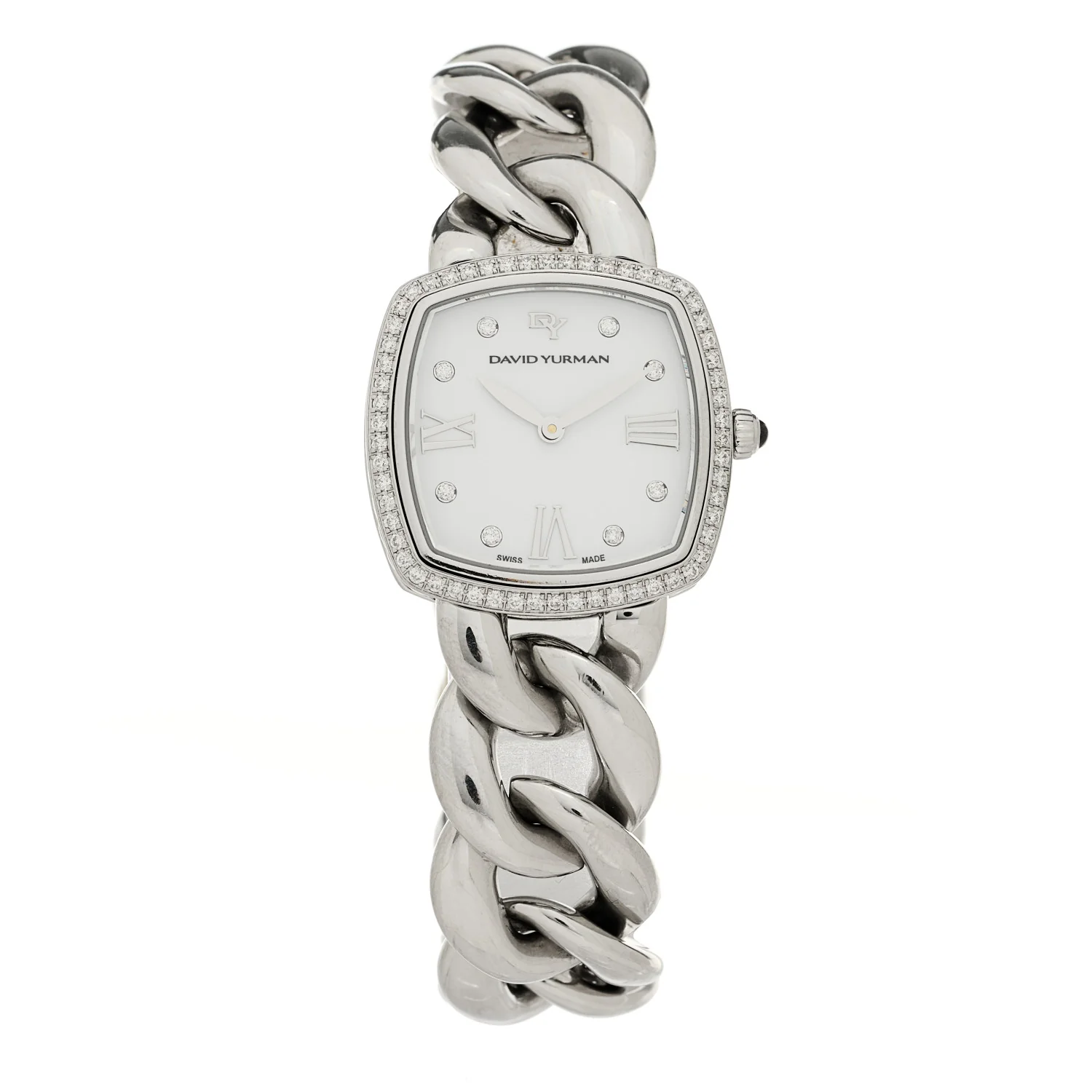 Stainless Steel Diamond Bezel 27mm Albion Quartz Watch White