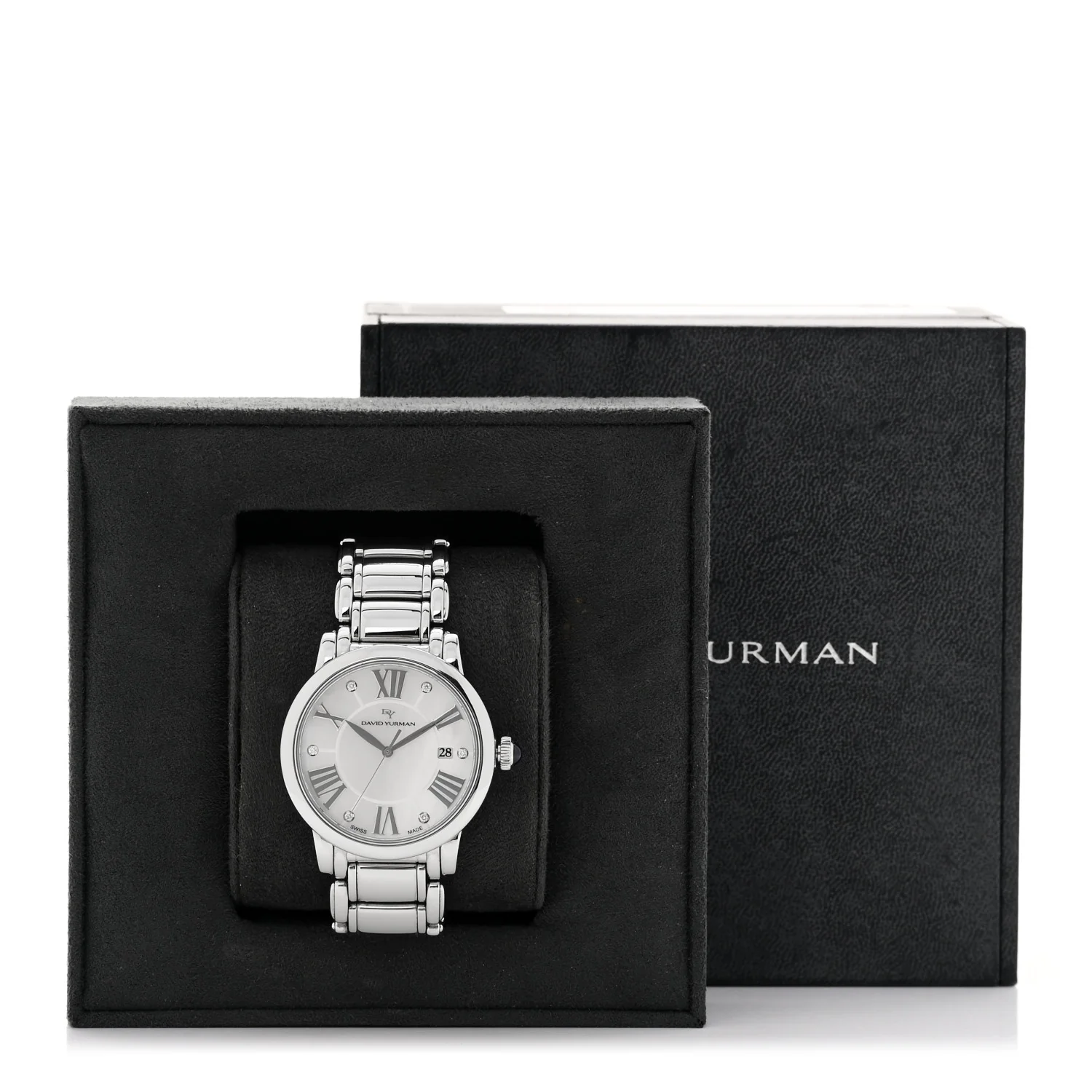 Stainless Steel Diamond Mother of Pearl 38mm Classic Quartz Watch - Image 5