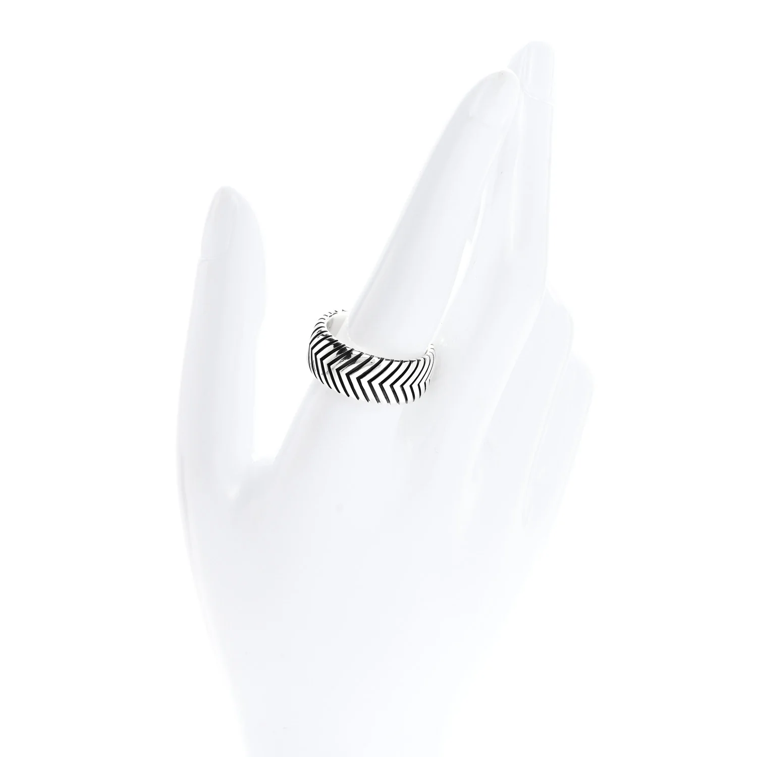 Sterling Silver 10mm Chevron Band Ring 61 9.75 - Image 2