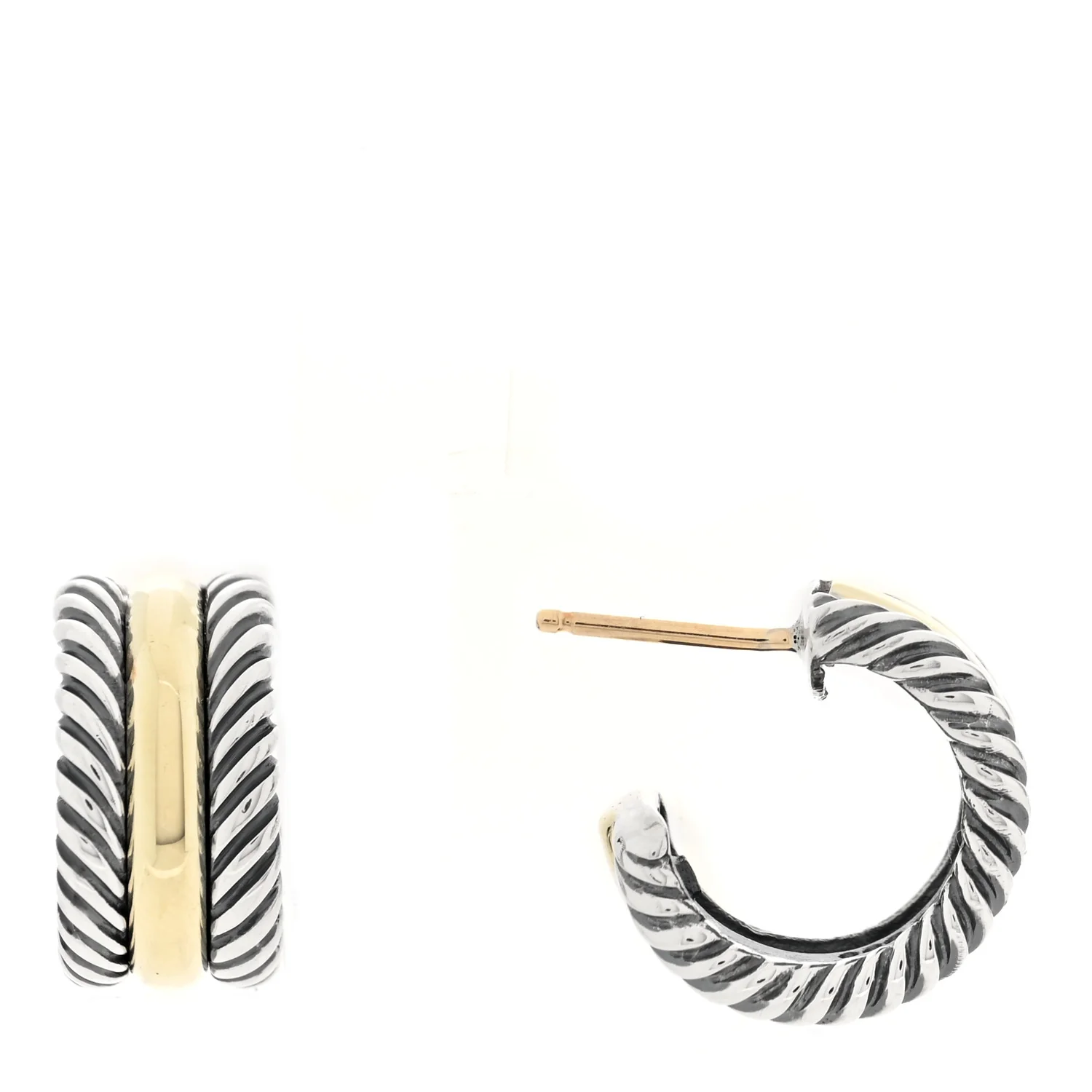 Sterling Silver 14K Yellow Gold 16mm Cable Classics Hoop Earrings