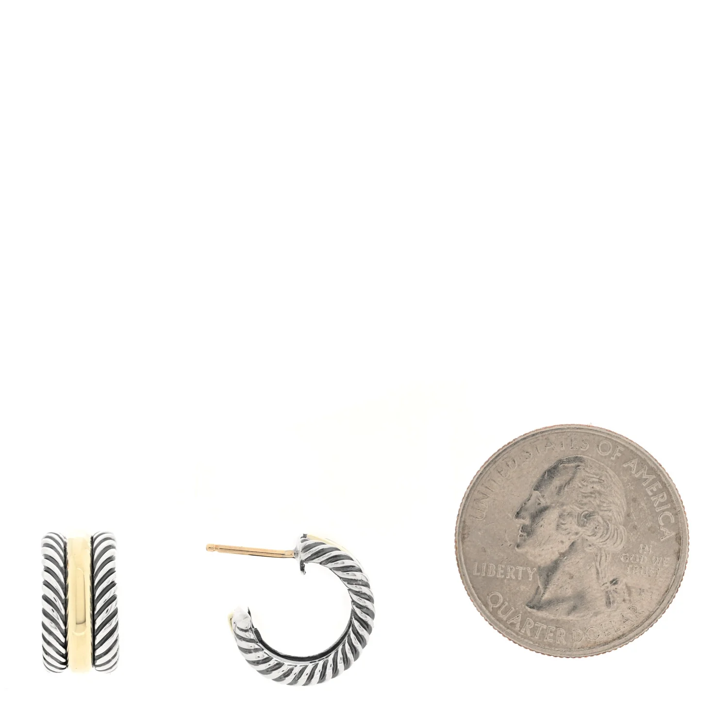 Sterling Silver 14K Yellow Gold 16mm Cable Classics Hoop Earrings - Image 2