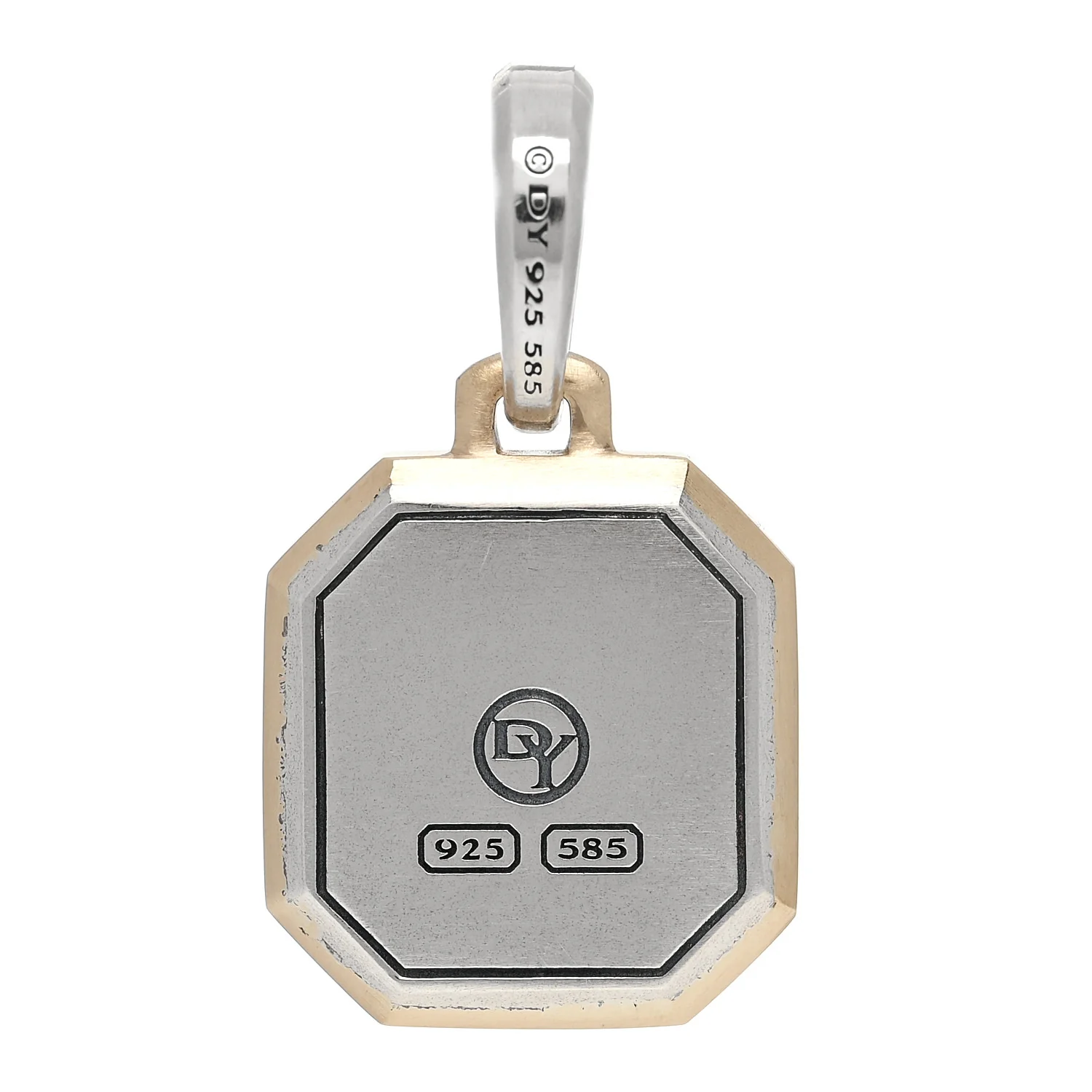 Sterling Silver 14K Yellow Gold 17mm Amulet Initial B Pendant - Image 3