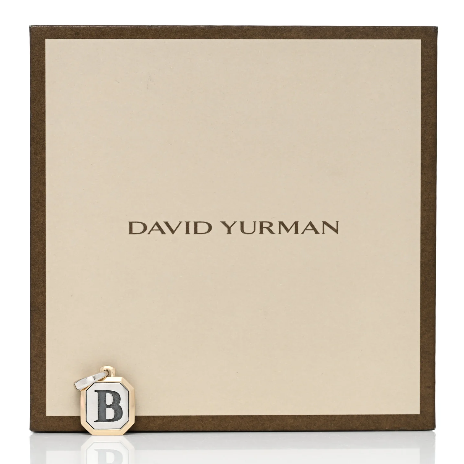 Sterling Silver 14K Yellow Gold 17mm Amulet Initial B Pendant - Image 5