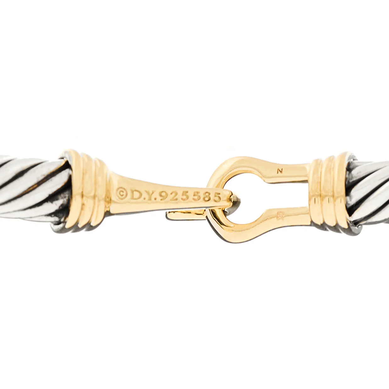 Sterling Silver 14K Yellow Gold 5mm Cable Buckle Bracelet - Image 2