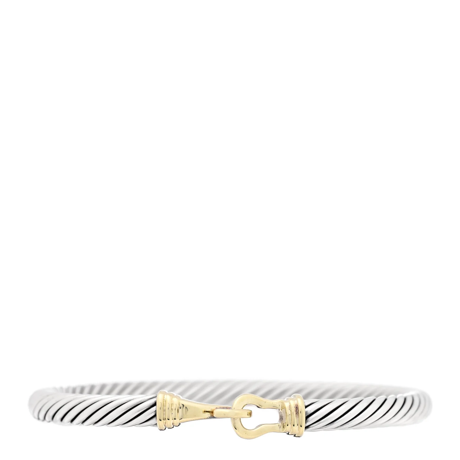 Sterling Silver 14K Yellow Gold 5mm Cable Classic Buckle Bracelet
