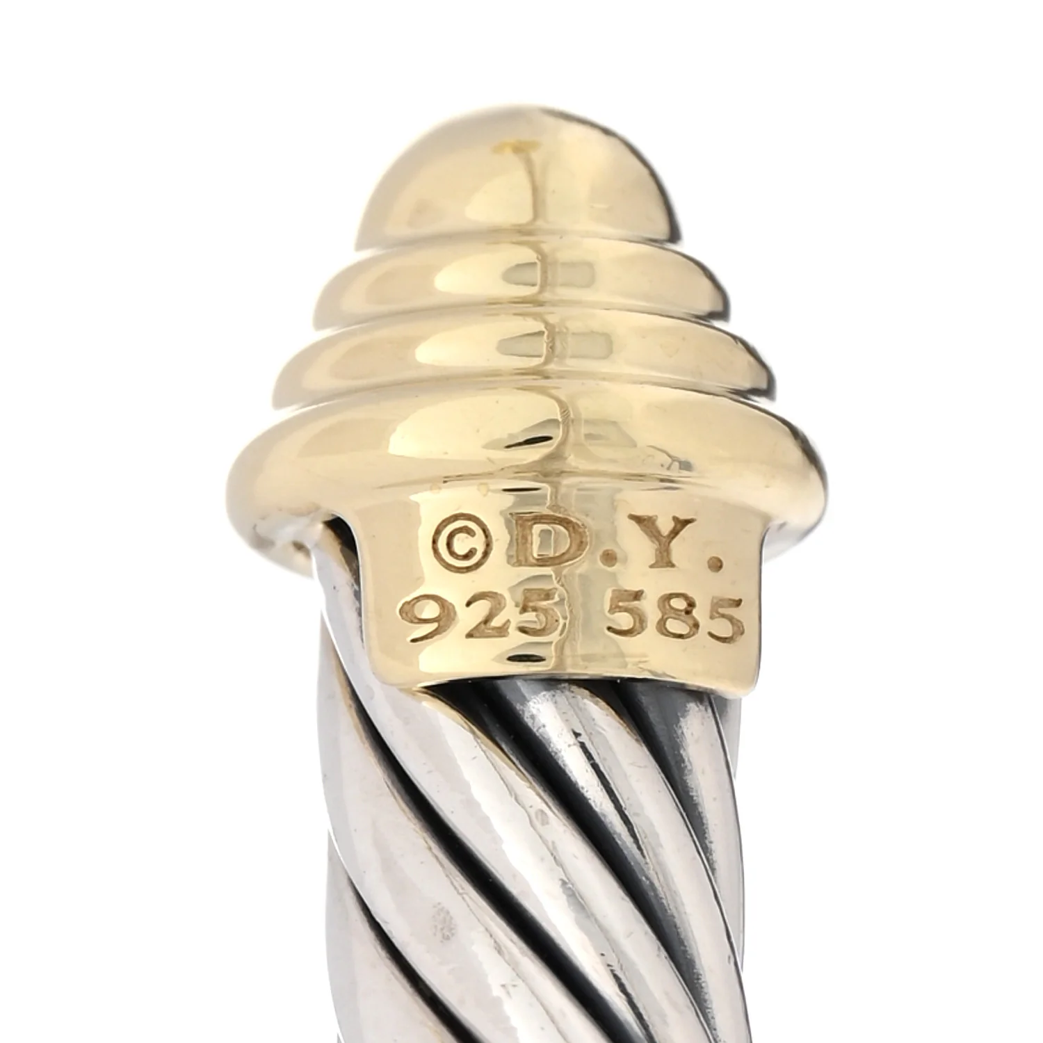 Sterling Silver 14K Yellow Gold 5mm Cable Classics Bracelet - Image 3