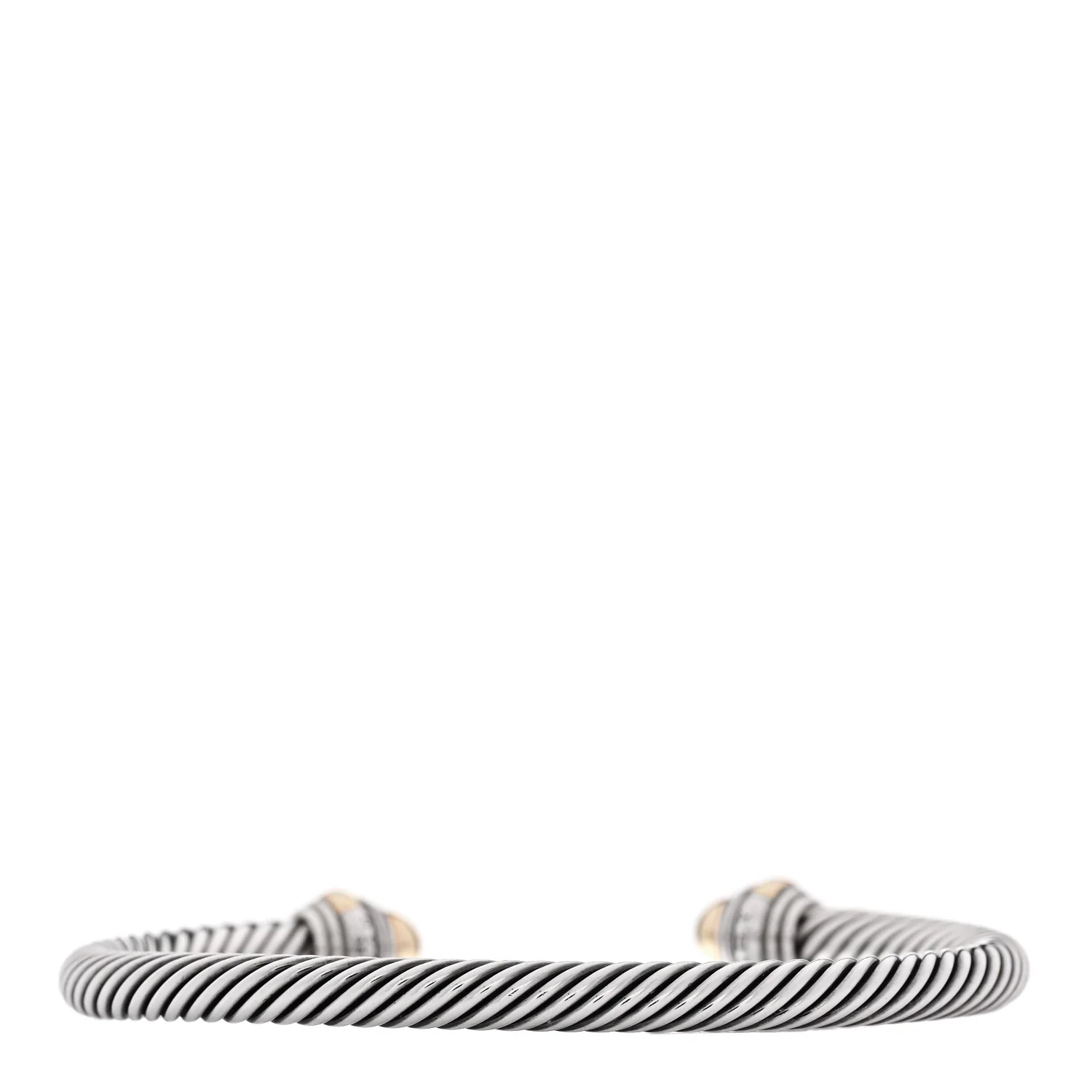 Sterling Silver 14K Yellow Gold 5mm Cable Classics Dome Bracelet - Image 2