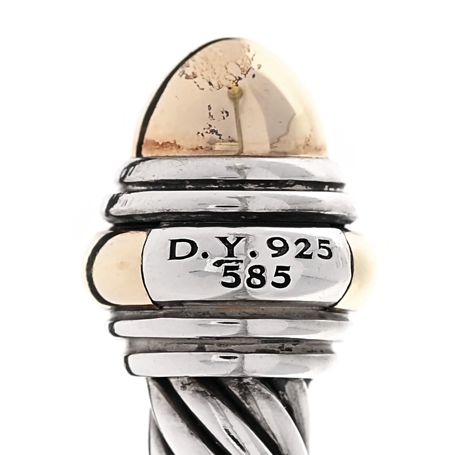 Sterling Silver 14K Yellow Gold 5mm Cable Classics Dome Bracelet - Image 3