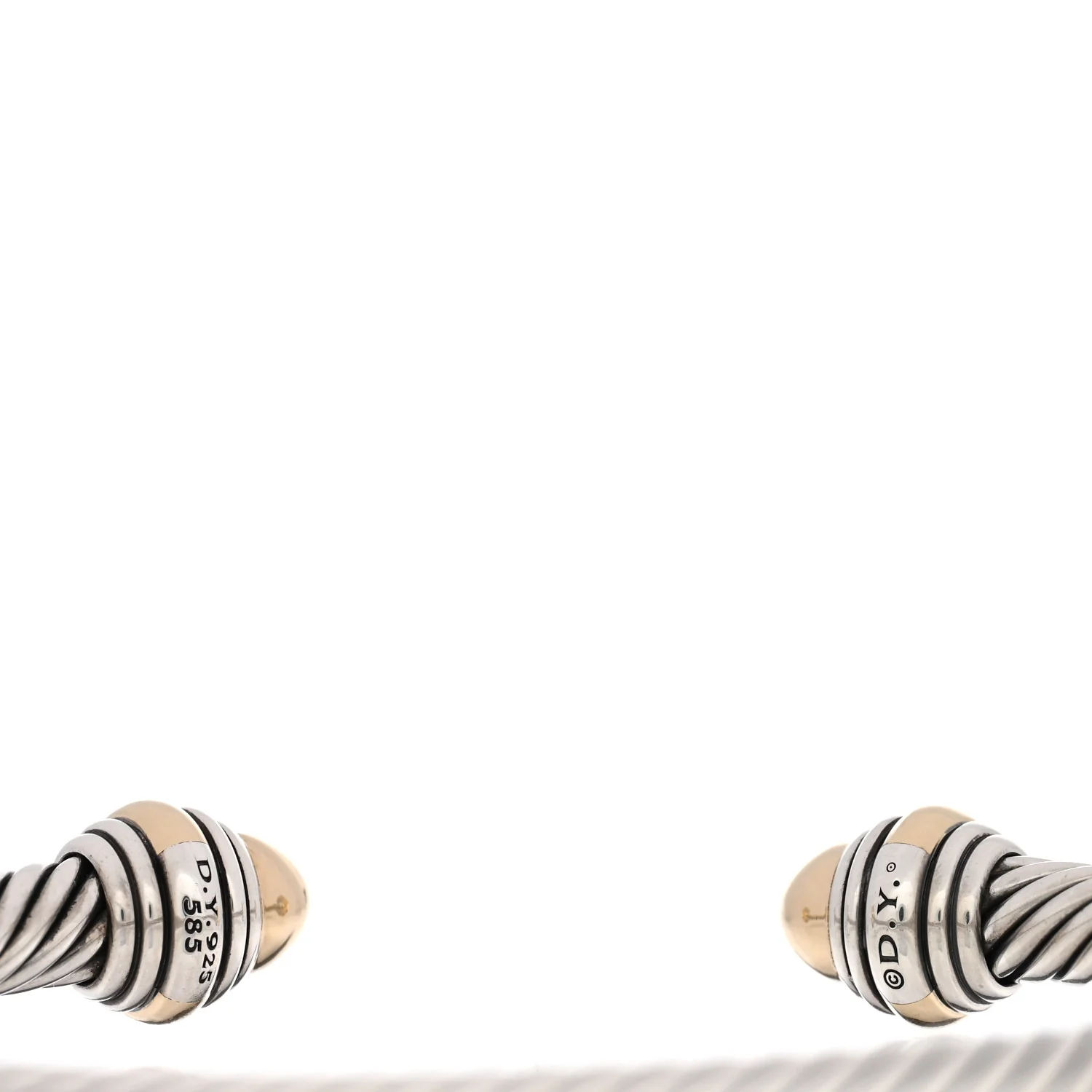 Sterling Silver 14K Yellow Gold 5mm Cable Classics Dome Bracelet - Image 3