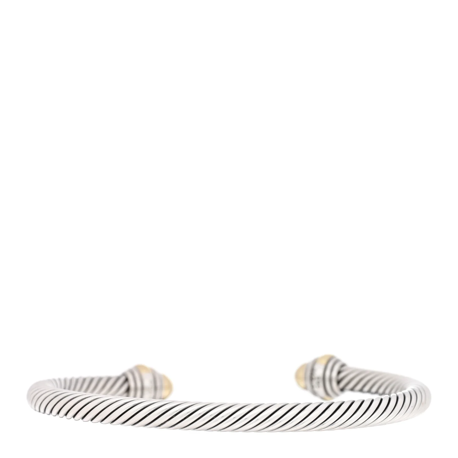 Sterling Silver 14K Yellow Gold 5mm Cable Classics Dome Bracelet - Image 2