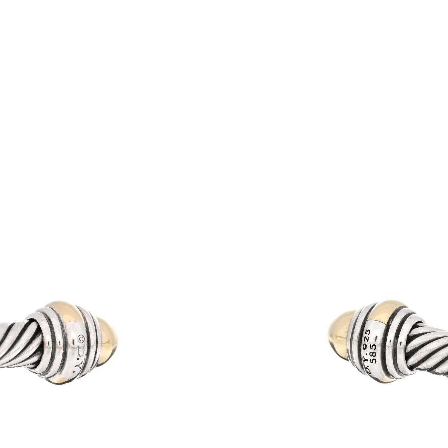 Sterling Silver 14K Yellow Gold 5mm Cable Classics Dome Bracelet - Image 3