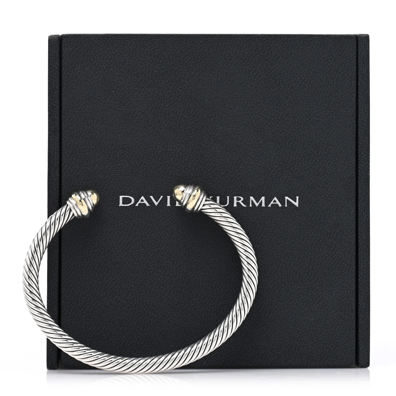 Sterling Silver 14K Yellow Gold 5mm Cable Classics Dome Bracelet - Image 4