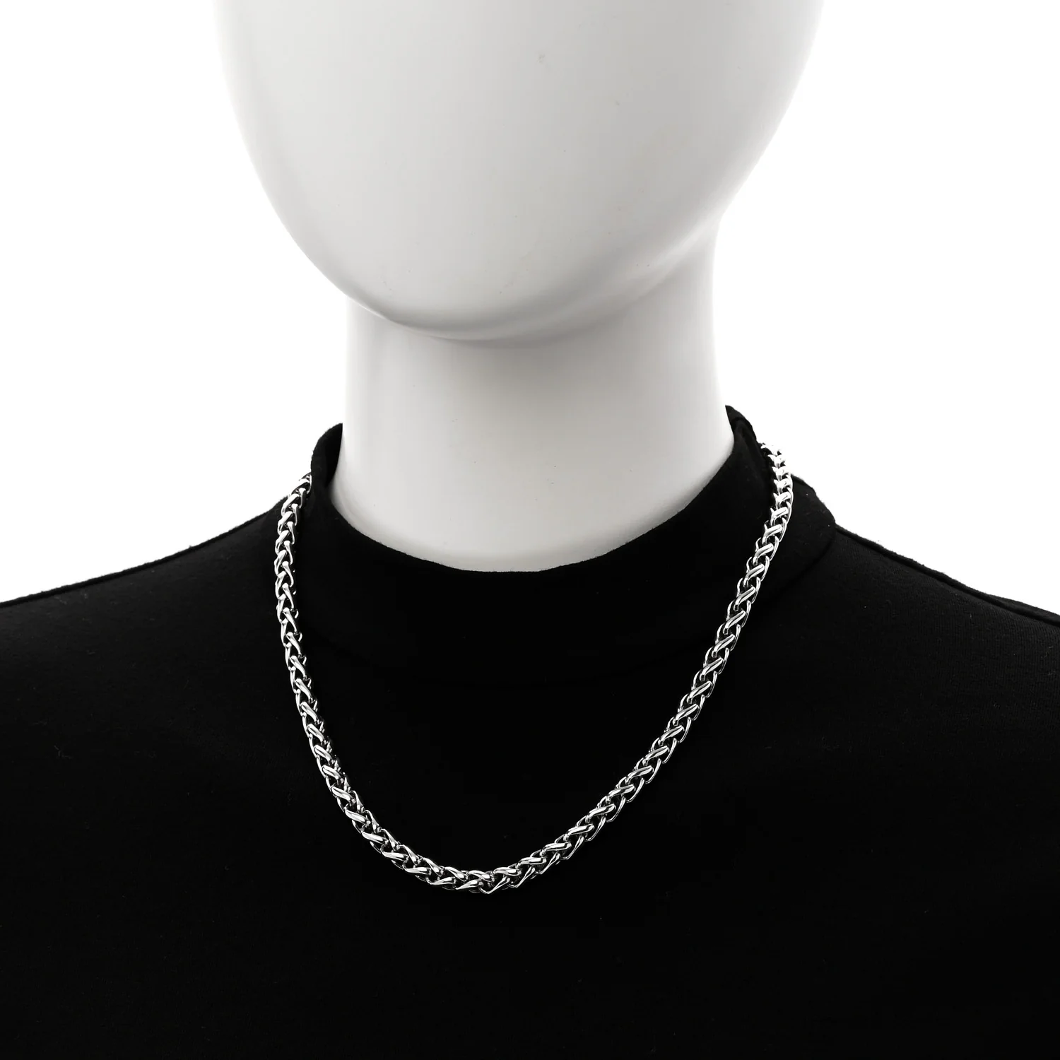 Sterling Silver 14K Yellow Gold 6mm Wheat Chain Necklace - Image 2