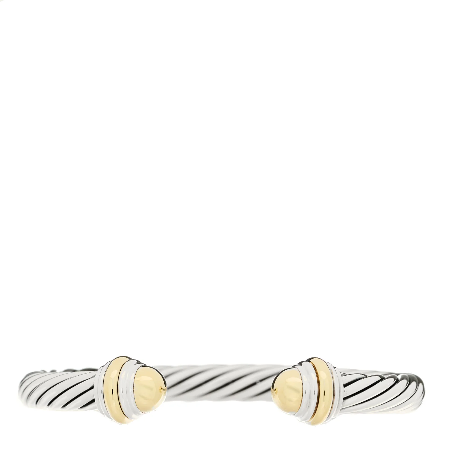 Sterling Silver 14K Yellow Gold 7mm Cable Classics Dome Bracelet