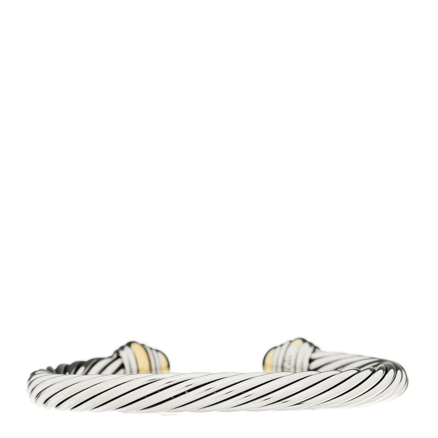 Sterling Silver 14K Yellow Gold 7mm Cable Classics Dome Bracelet - Image 2