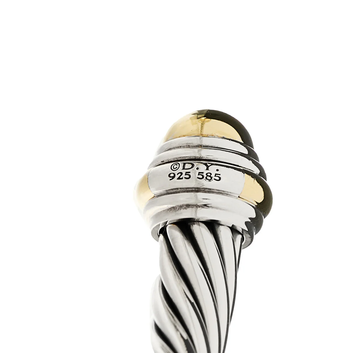 Sterling Silver 14K Yellow Gold 7mm Cable Classics Dome Bracelet - Image 3
