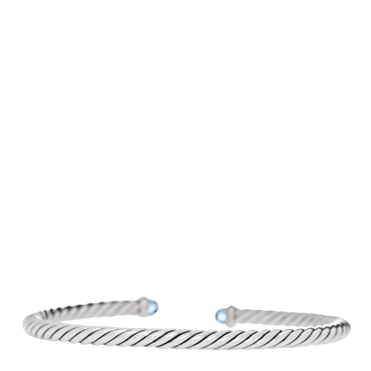 Sterling Silver 14K Yellow Gold Blue Topaz 4mm Cable Flex Bracelet - Image 2