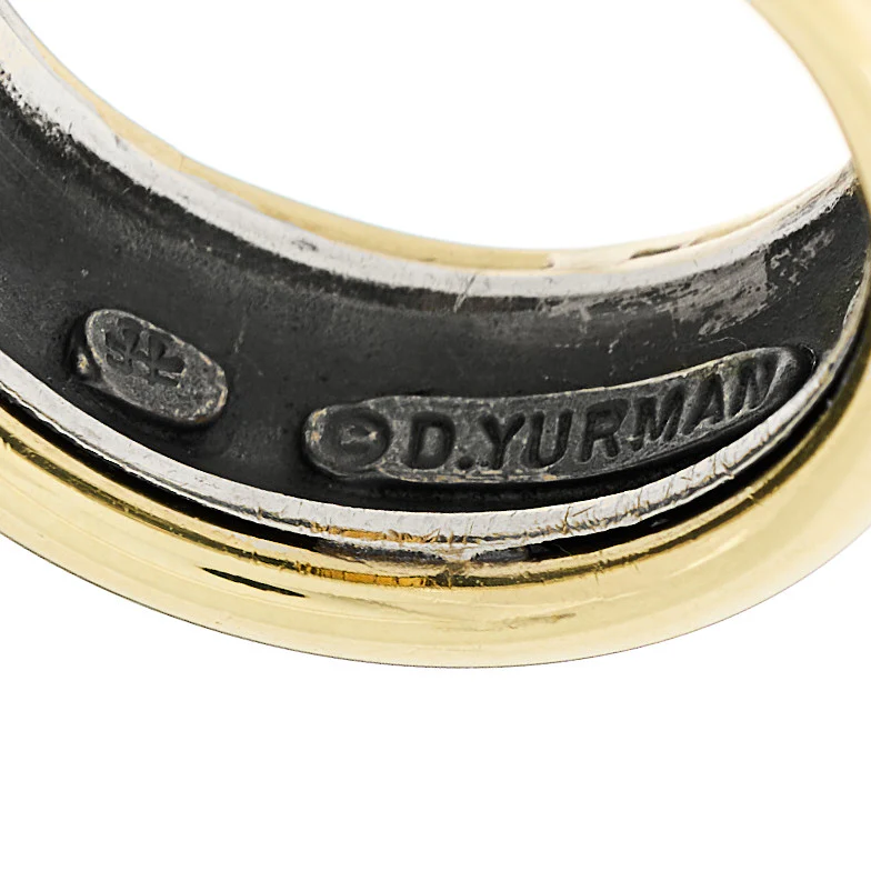 Sterling Silver 14K Yellow Gold Citrine 9mm Cable Band Ring 53 6.25 - Image 4