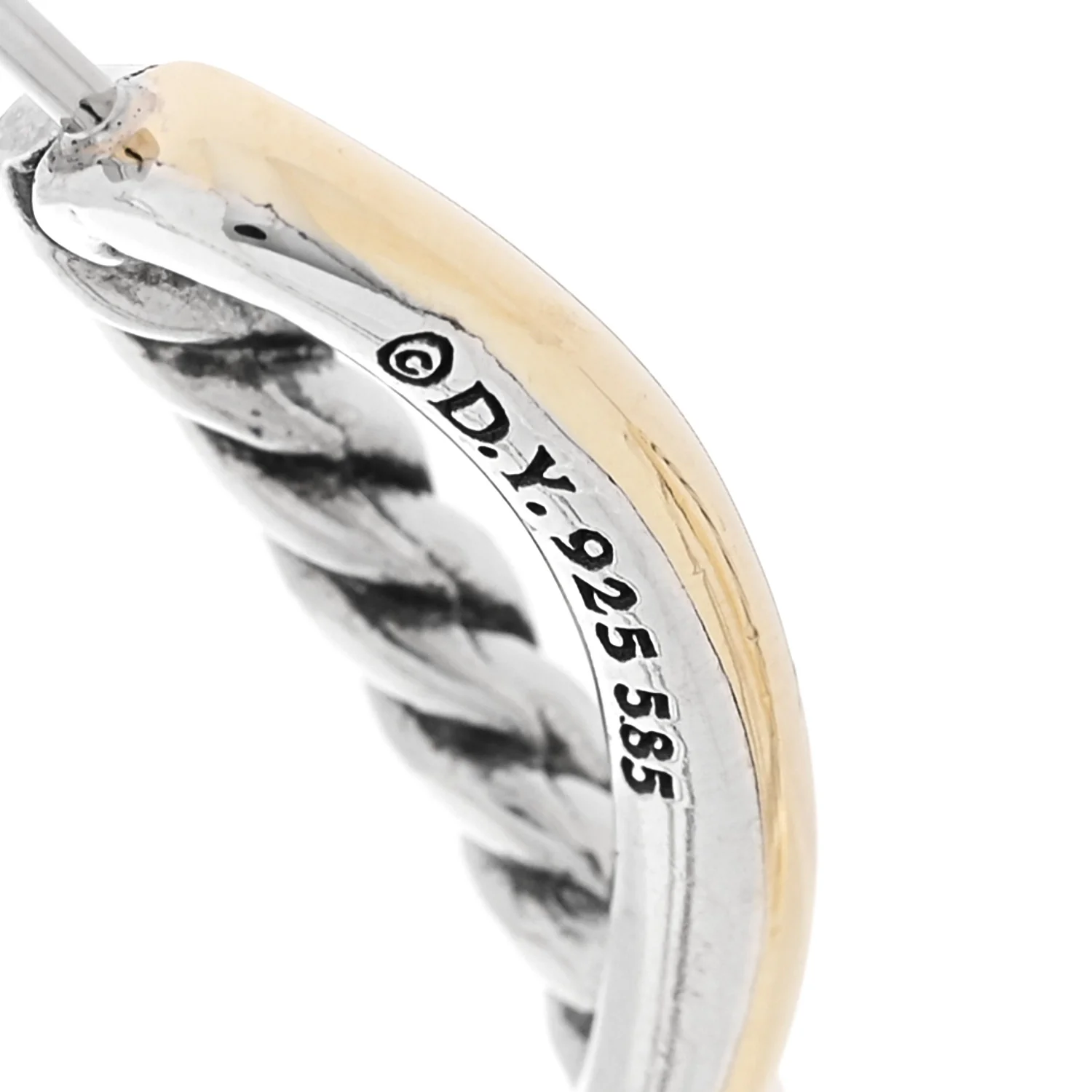 Sterling Silver 14K Yellow Gold Crossover Cable Hoop Earrings - Image 4