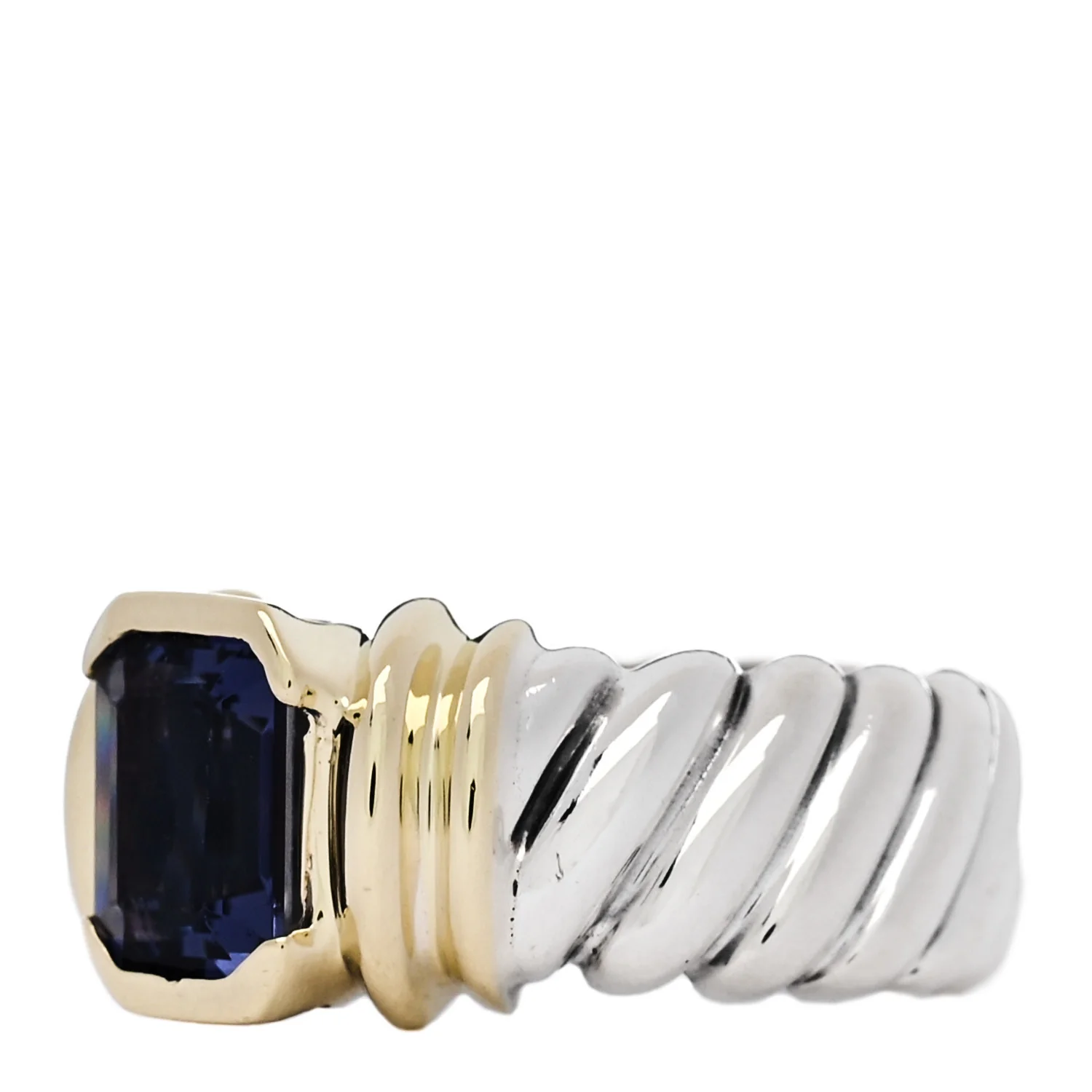Sterling Silver 14K Yellow Gold Iolite Ring 53 6.25 - Image 3