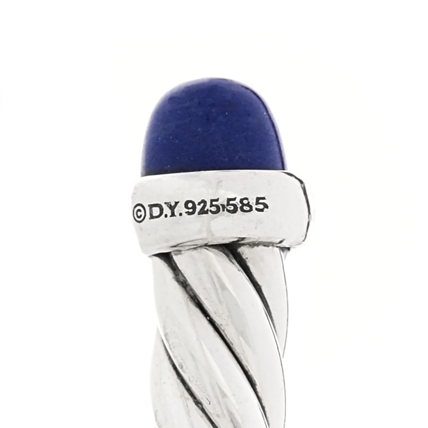 Sterling Silver 14K Yellow Gold Lapis Lazuli 4mm Cable Flex Bracelet - Image 3