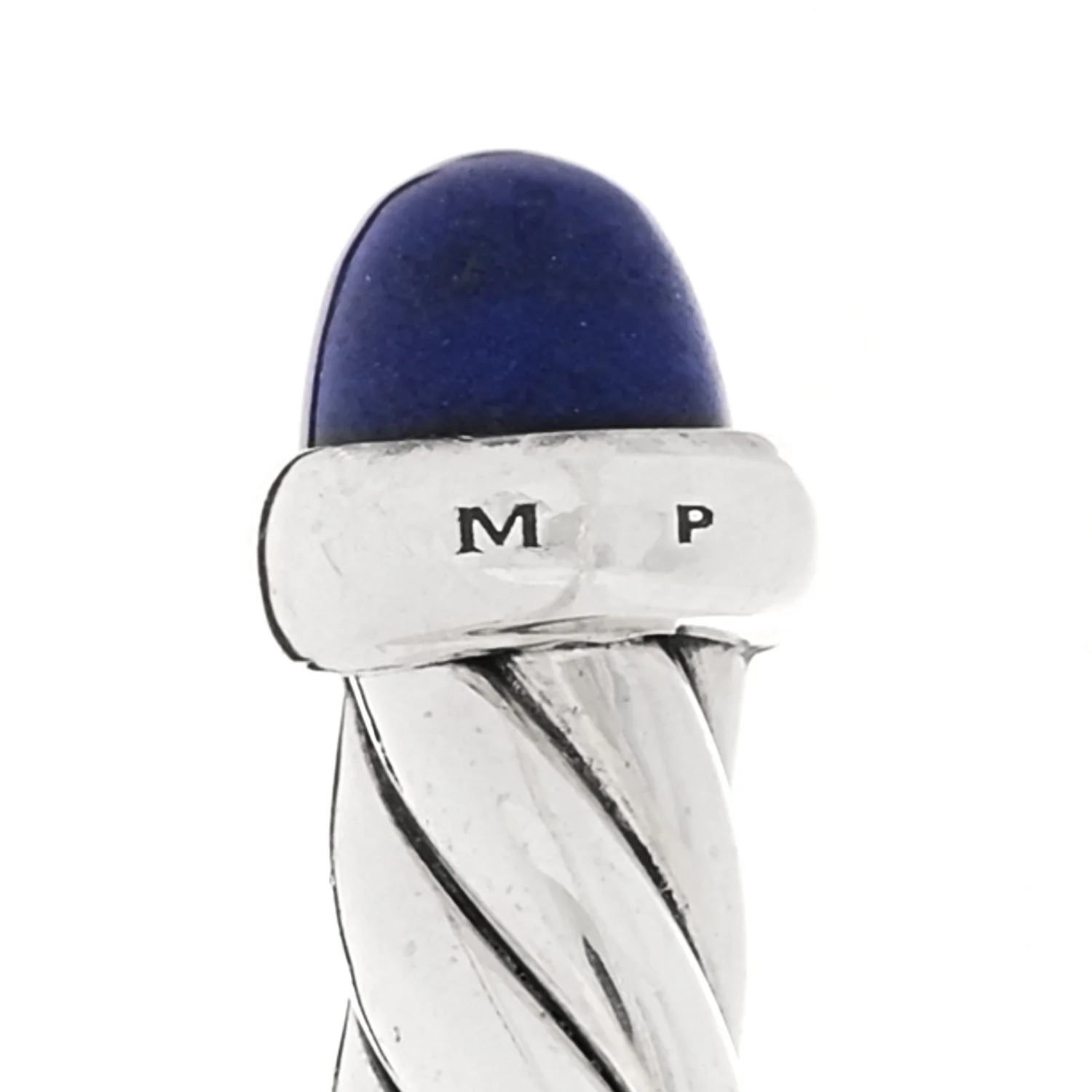 Sterling Silver 14K Yellow Gold Lapis Lazuli 4mm Cable Flex Bracelet - Image 4