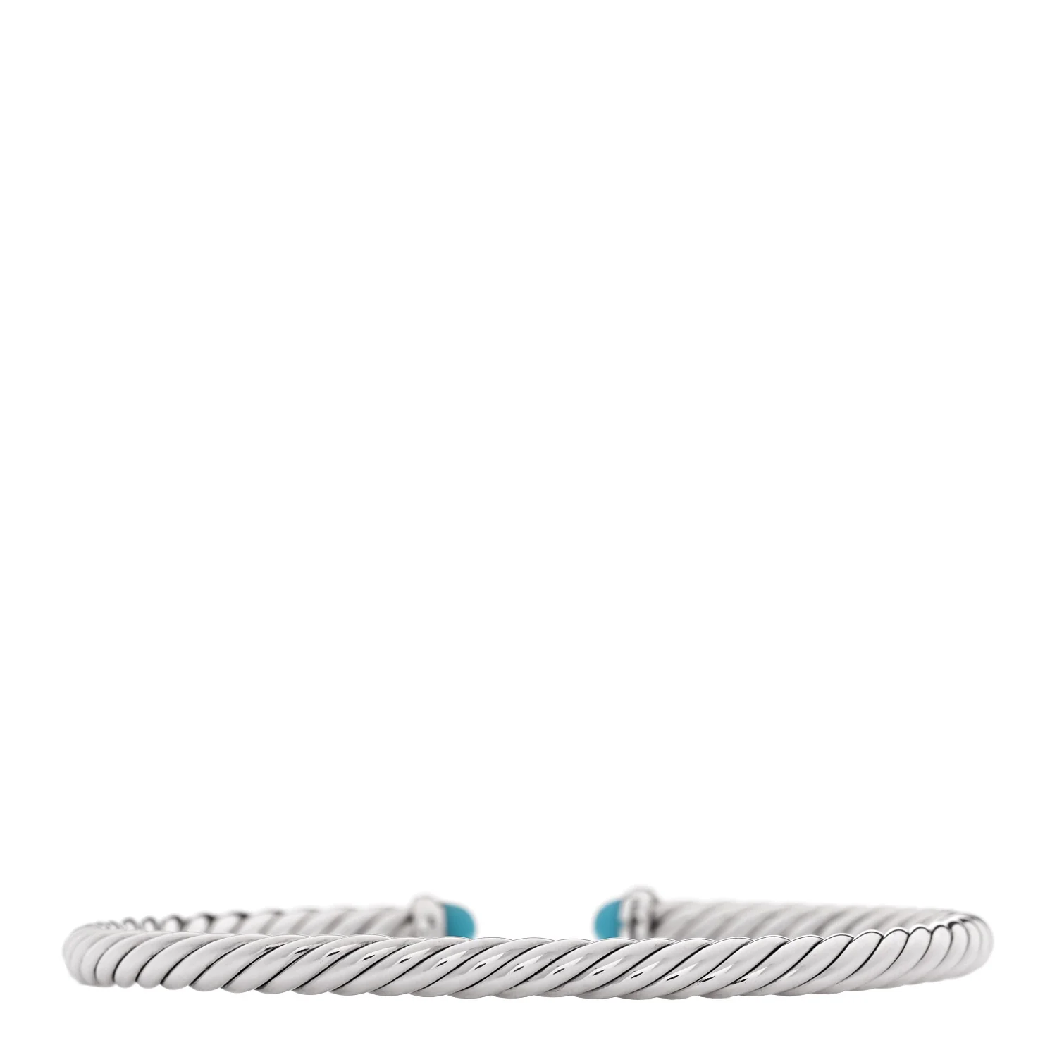 Sterling Silver 14K Yellow Gold Turquoise 4mm Cable Flex Bracelet - Image 2