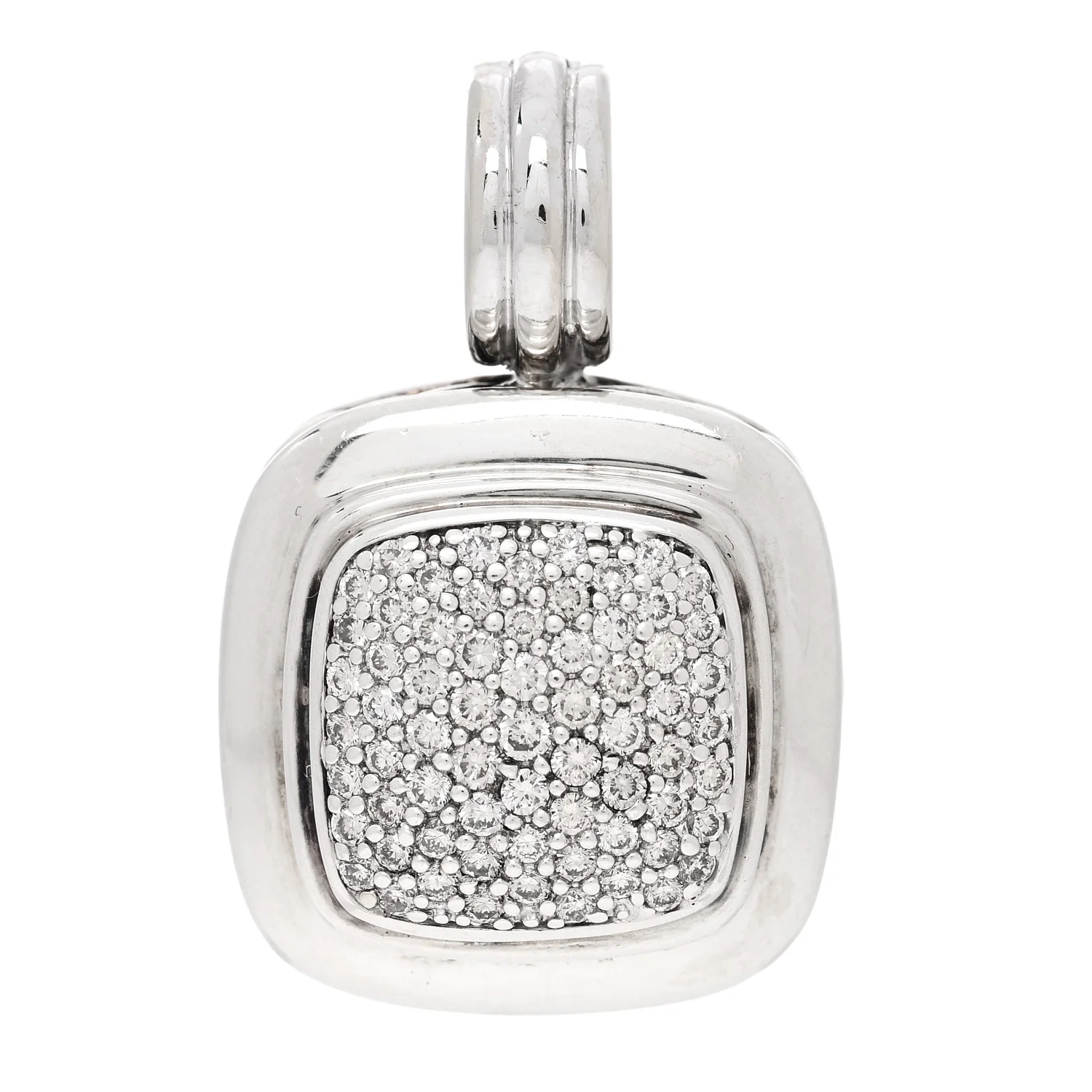 Sterling Silver 18K White Gold Diamond 14mm Albion Pendant