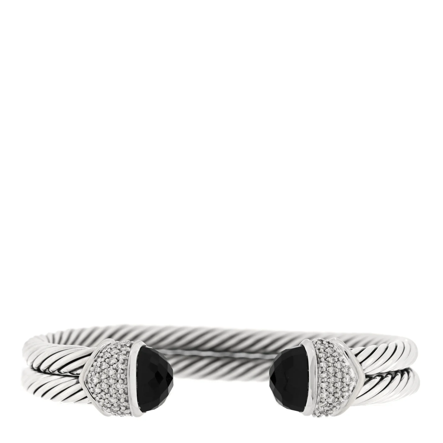 Sterling Silver 18K White Gold Diamond Black Onyx Bracelet
