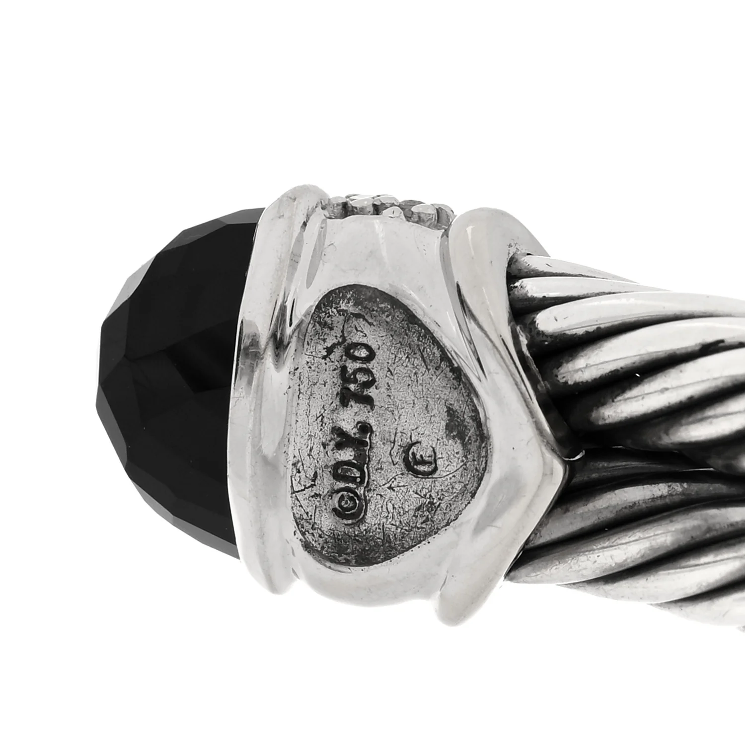 Sterling Silver 18K White Gold Diamond Black Onyx Bracelet - Image 3