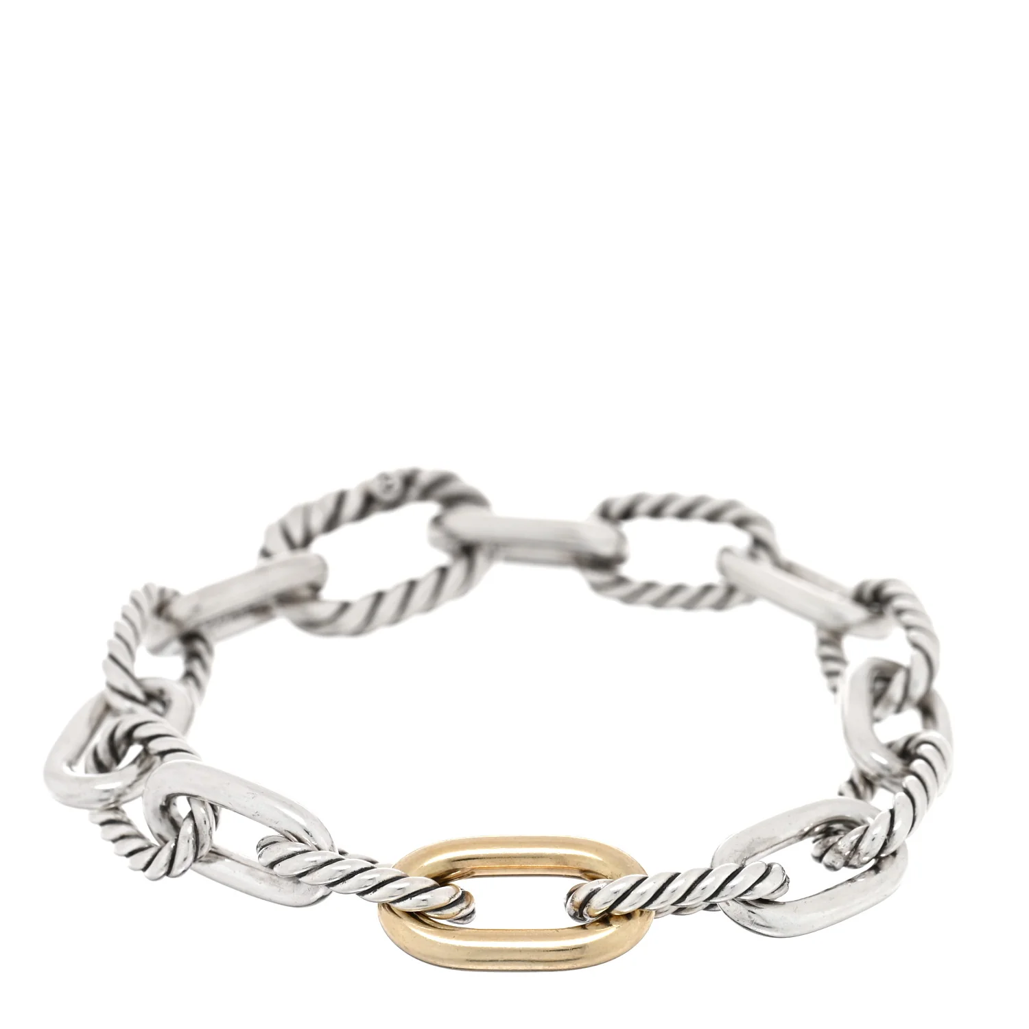 Sterling Silver 18K Yellow Gold 11mm DY Madison Link Chain Bracelet