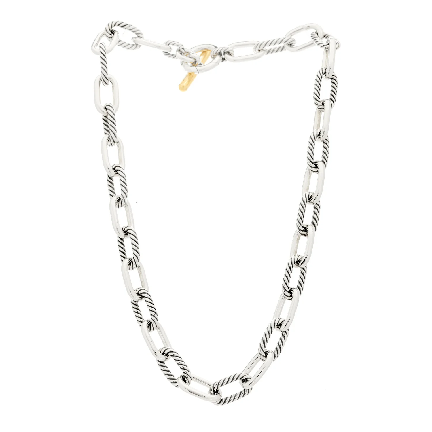 Sterling Silver 18K Yellow Gold 11mm Madison Chain Toggle Necklace - Image 3