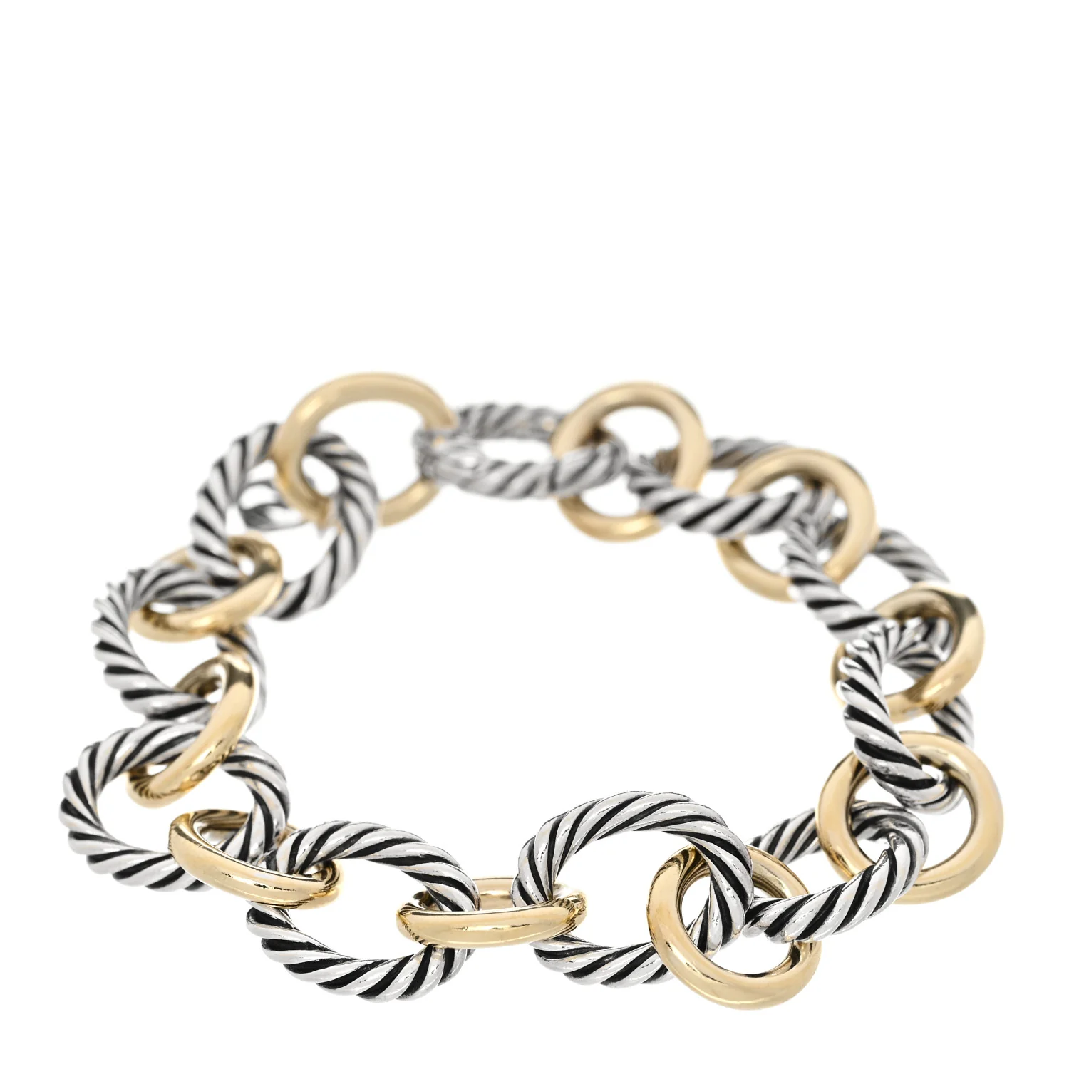 Sterling Silver 18K Yellow Gold 12mm Medium Oval Link Bracelet