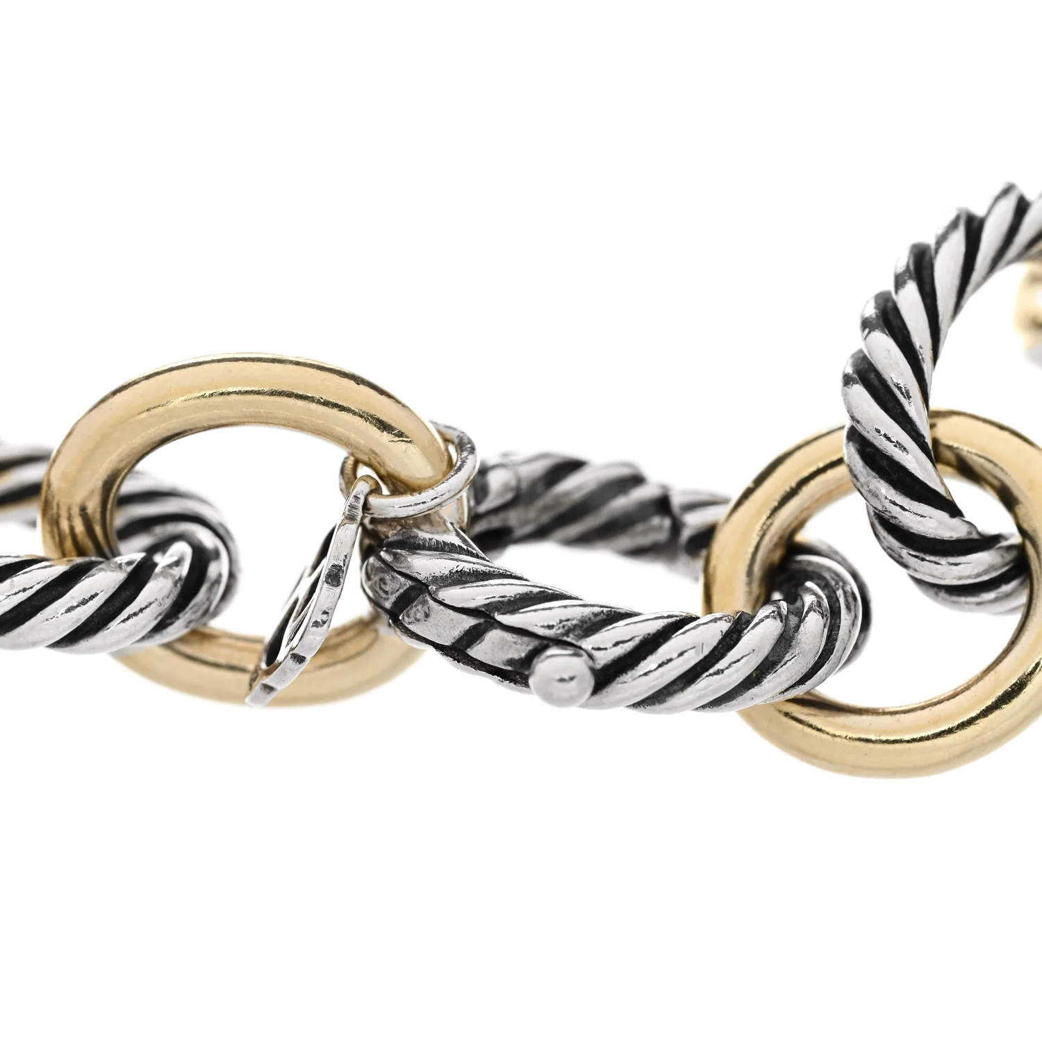 Sterling Silver 18K Yellow Gold 12mm Medium Oval Link Bracelet - Image 3