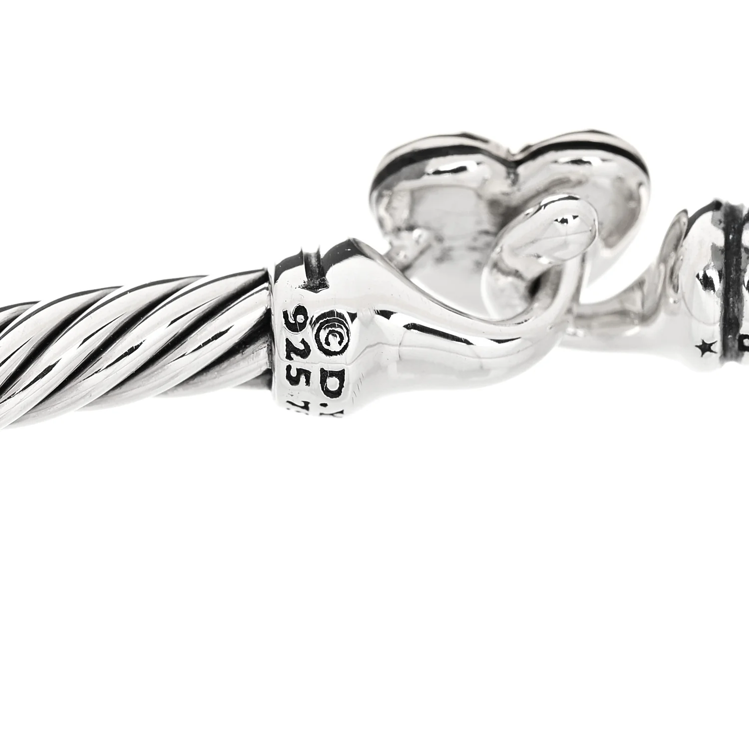 Sterling Silver 18K Yellow Gold 3mm Cable Collectibles Heart Bracelet - Image 3