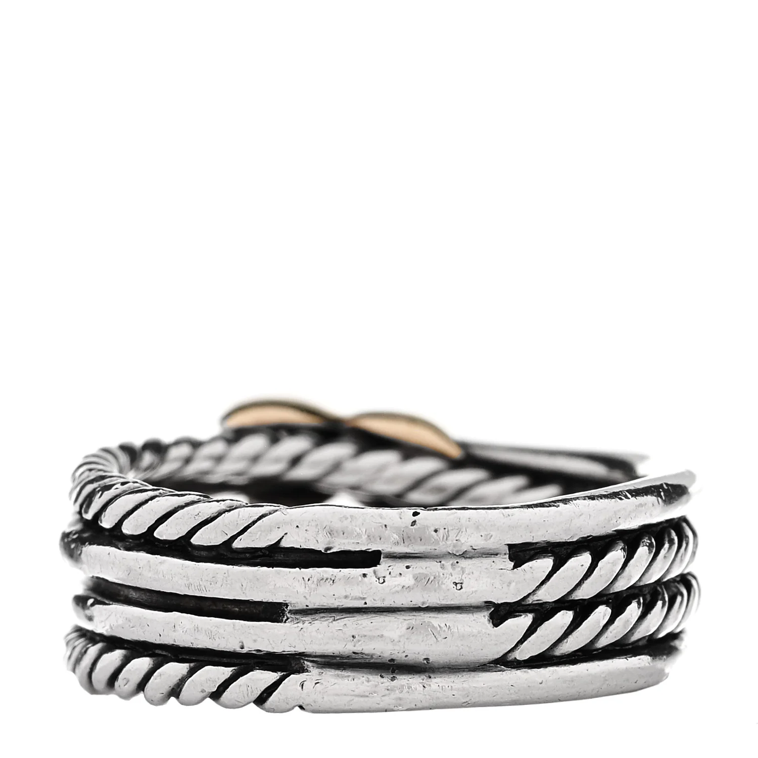 Sterling Silver 18K Yellow Gold 6mm X Crossover Ring 49 5 - Image 3