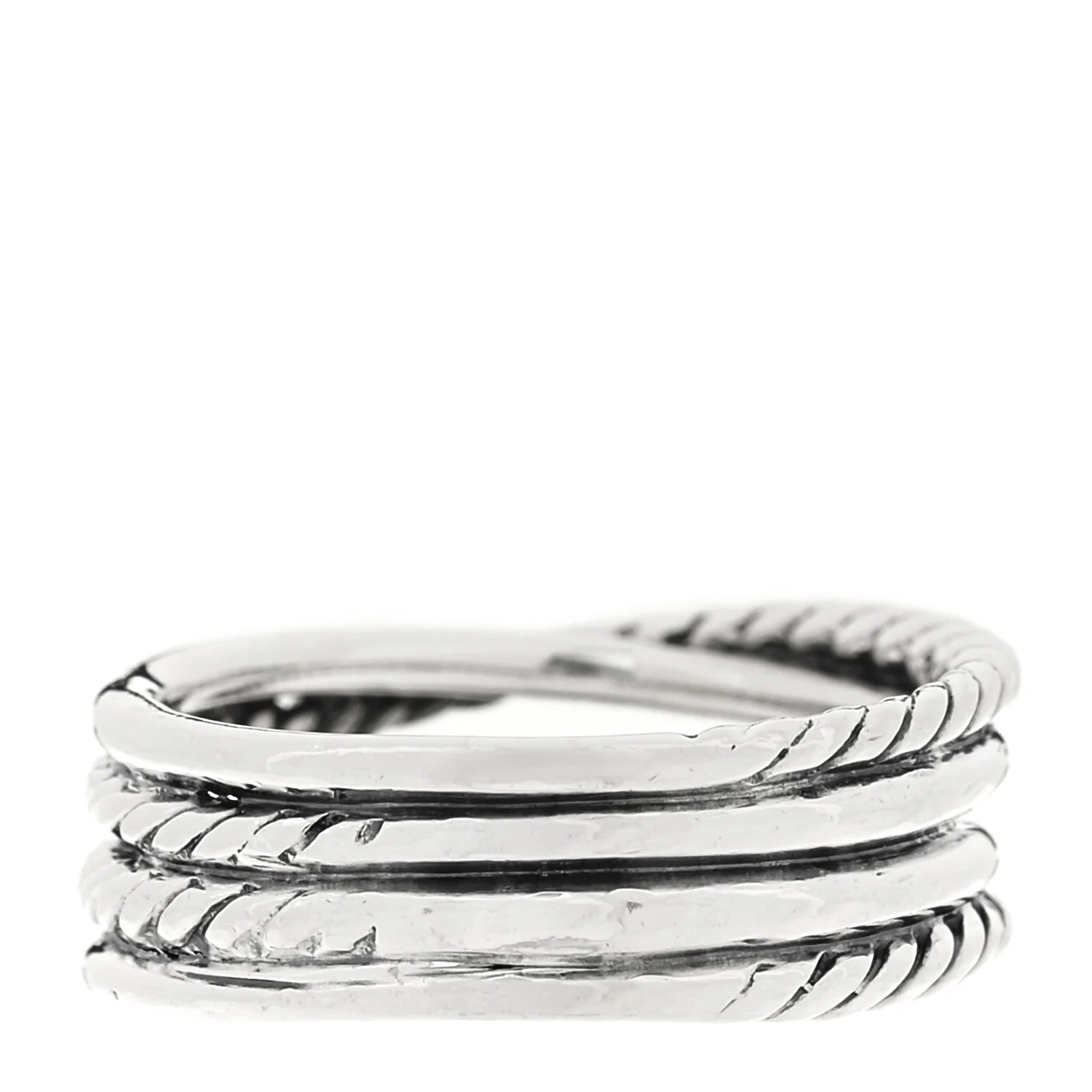 Sterling Silver 18K Yellow Gold 6mm X Crossover Ring 52 6 - Image 3