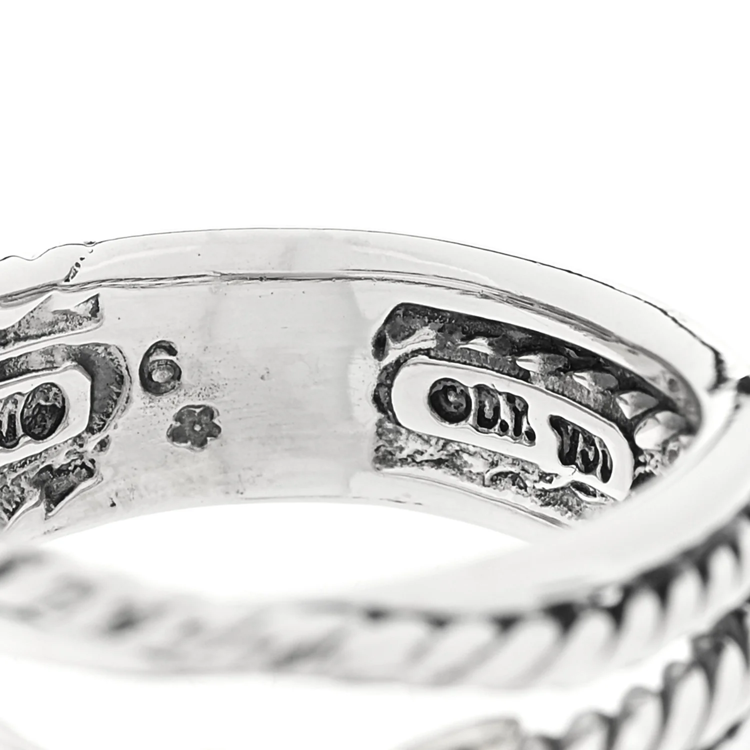 Sterling Silver 18K Yellow Gold 6mm X Crossover Ring 52 6 - Image 4