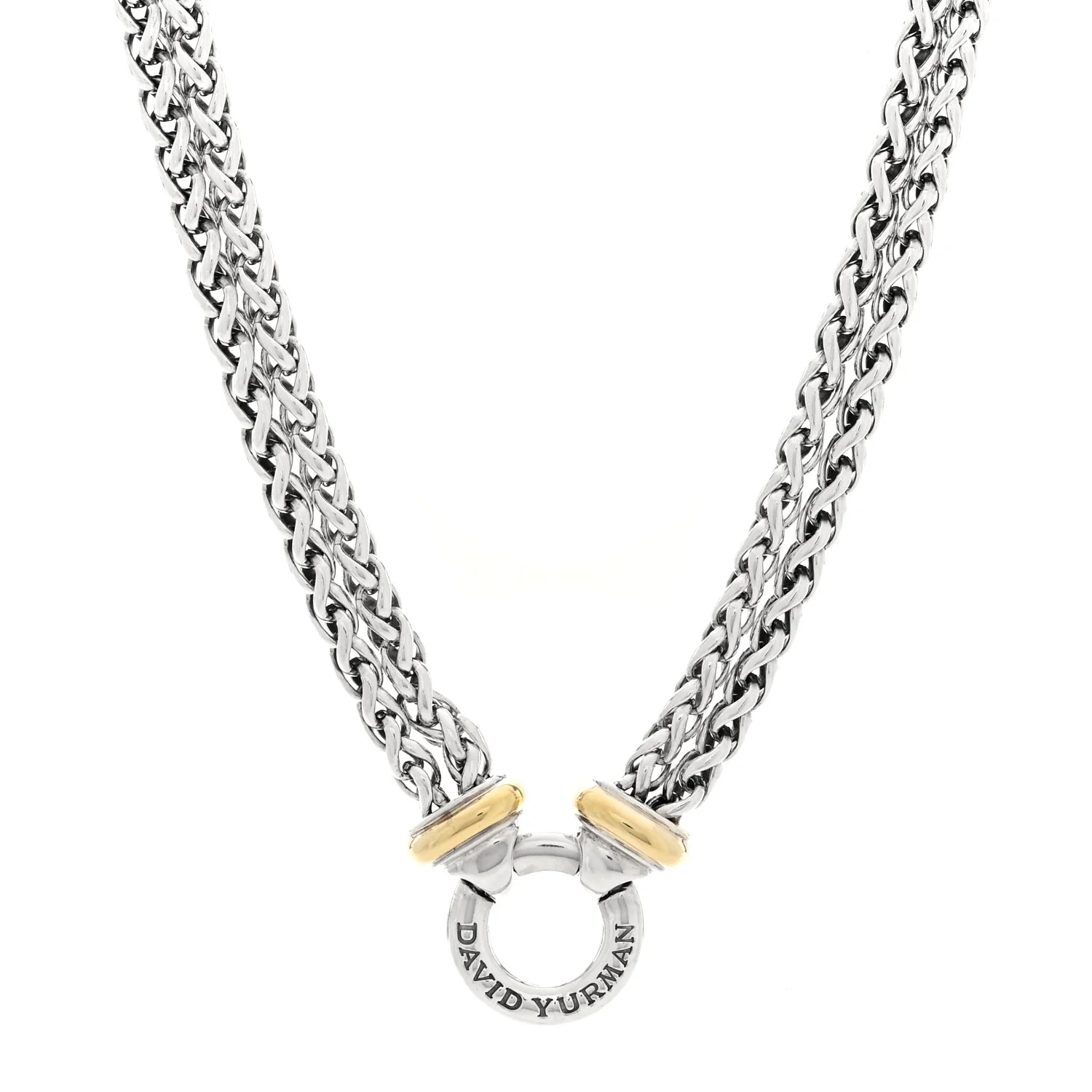 Sterling Silver 18K Yellow Gold 8mm Double Wheat Chain Necklace