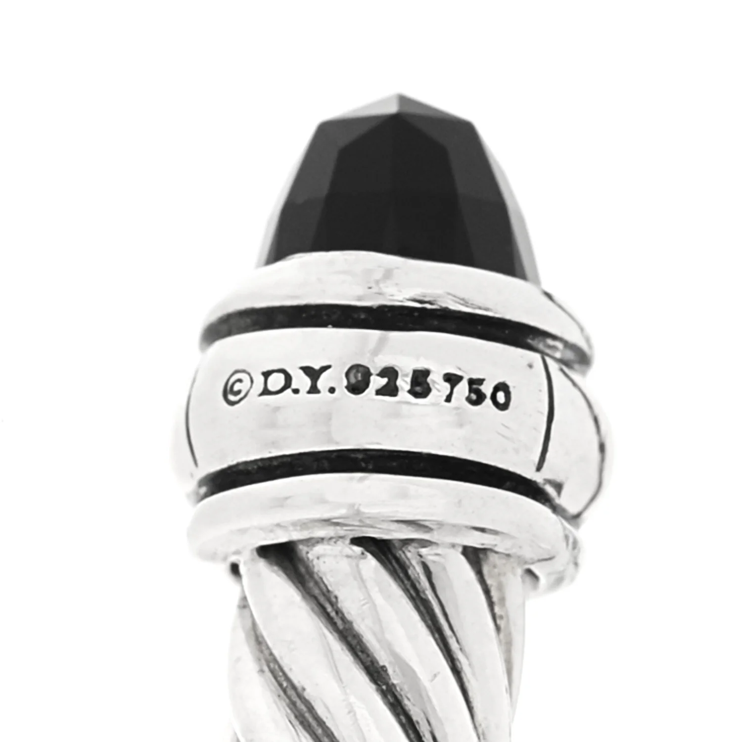 Sterling Silver 18K Yellow Gold Black Onyx 4mm Cable Classics Bracelet - Image 3