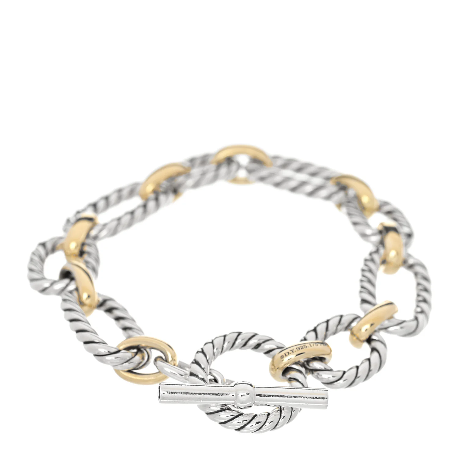 Sterling Silver 18K Yellow Gold Blue Sapphire Cushion Link Bracelet - Image 2