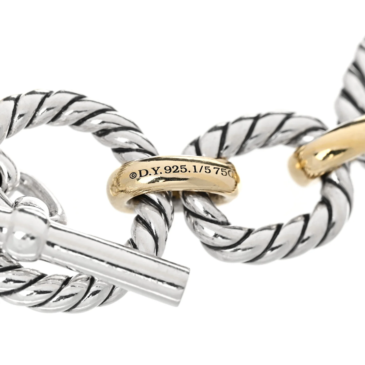 Sterling Silver 18K Yellow Gold Blue Sapphire Cushion Link Bracelet - Image 3