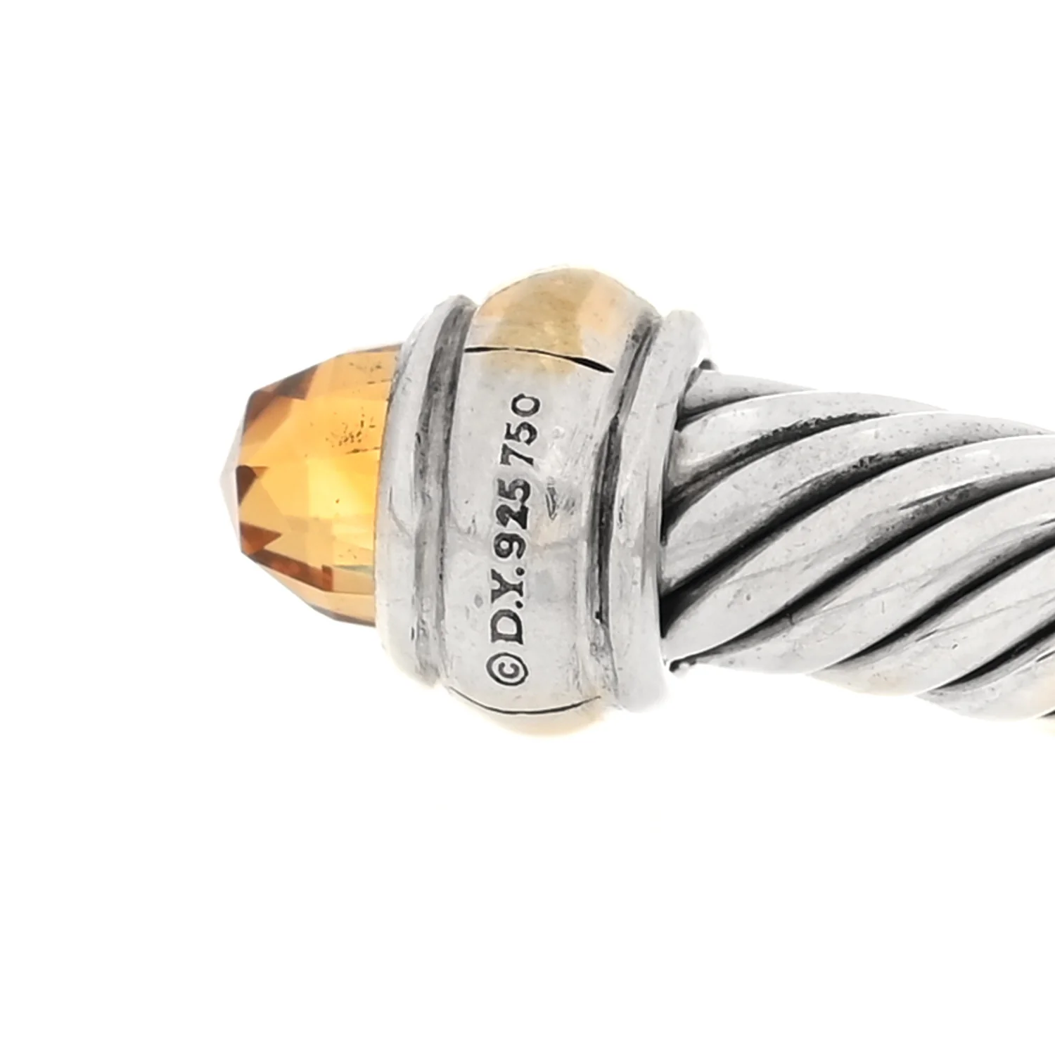 Sterling Silver 18K Yellow Gold Citrine 4mm Cable Classics Bracelet - Image 3