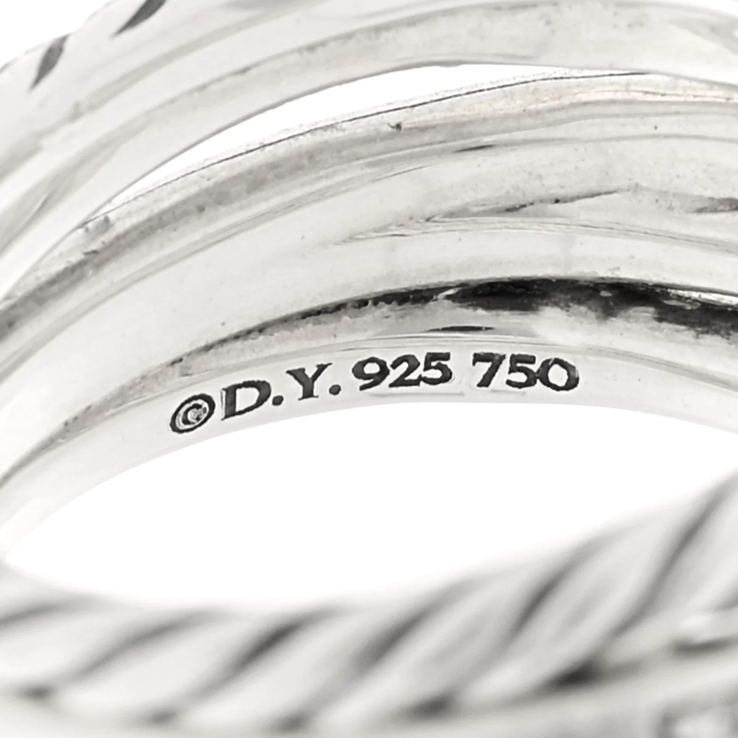 Sterling Silver 18K Yellow Gold Diamond 11mm Wide Crossover Cable Ring 54 7 - Image 4